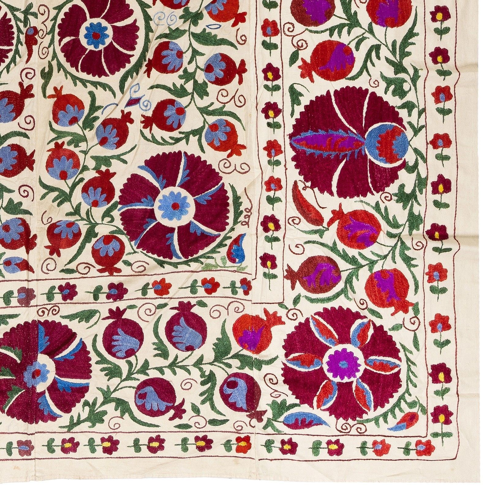 6.2x7.8 Ft Embroidered Bedspread, Suzani Wall Hanging, Needlework Table Cover photo 854.0