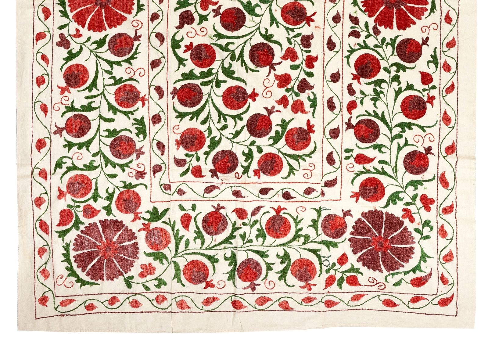 4.9x7 Ft New Uzbek Suzani Textile. Embroidered Cotton & Silk Bed Cover photo for sale