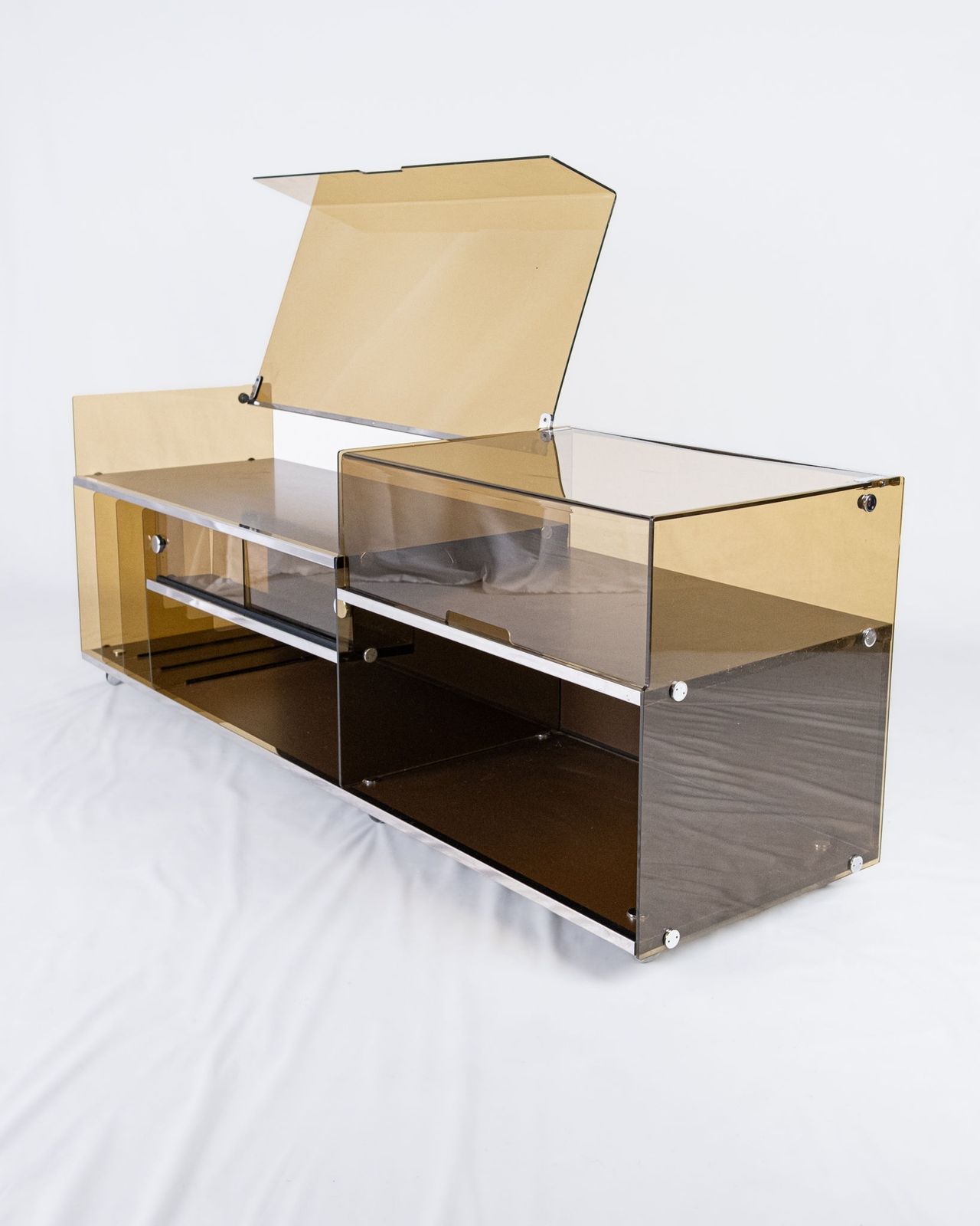 Hi Fi Sideboard In Smoked Plexiglas, Made In France, 1970s photo 1000.0