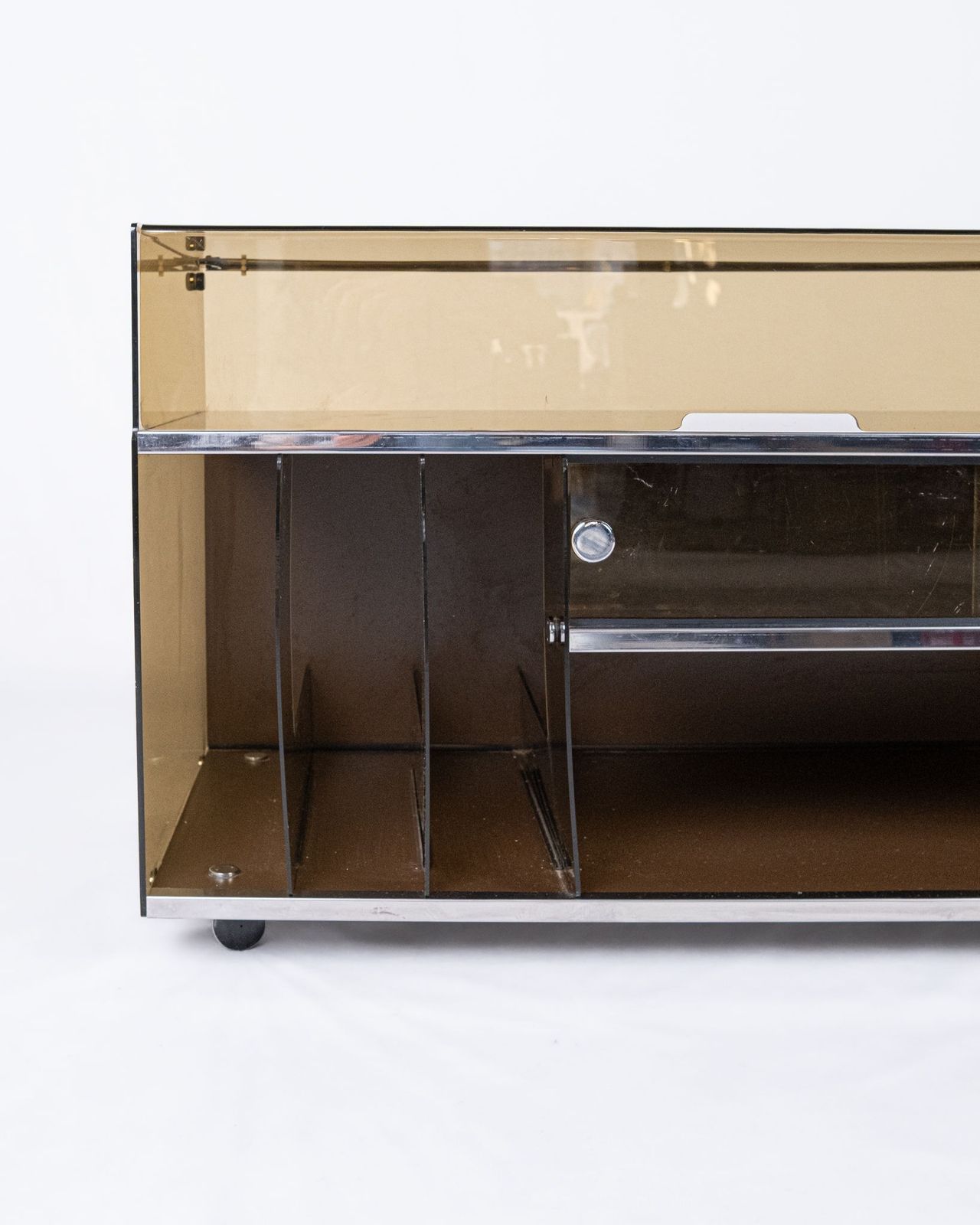 photo furniture Hi Fi Sideboard In Smoked Plexiglas, Made In France, 1970s