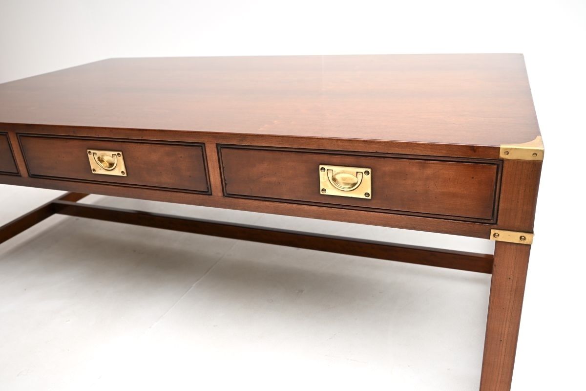 Large Antique Mahogany And Brass Military Campaign Style Coffee Table photo 1755.0