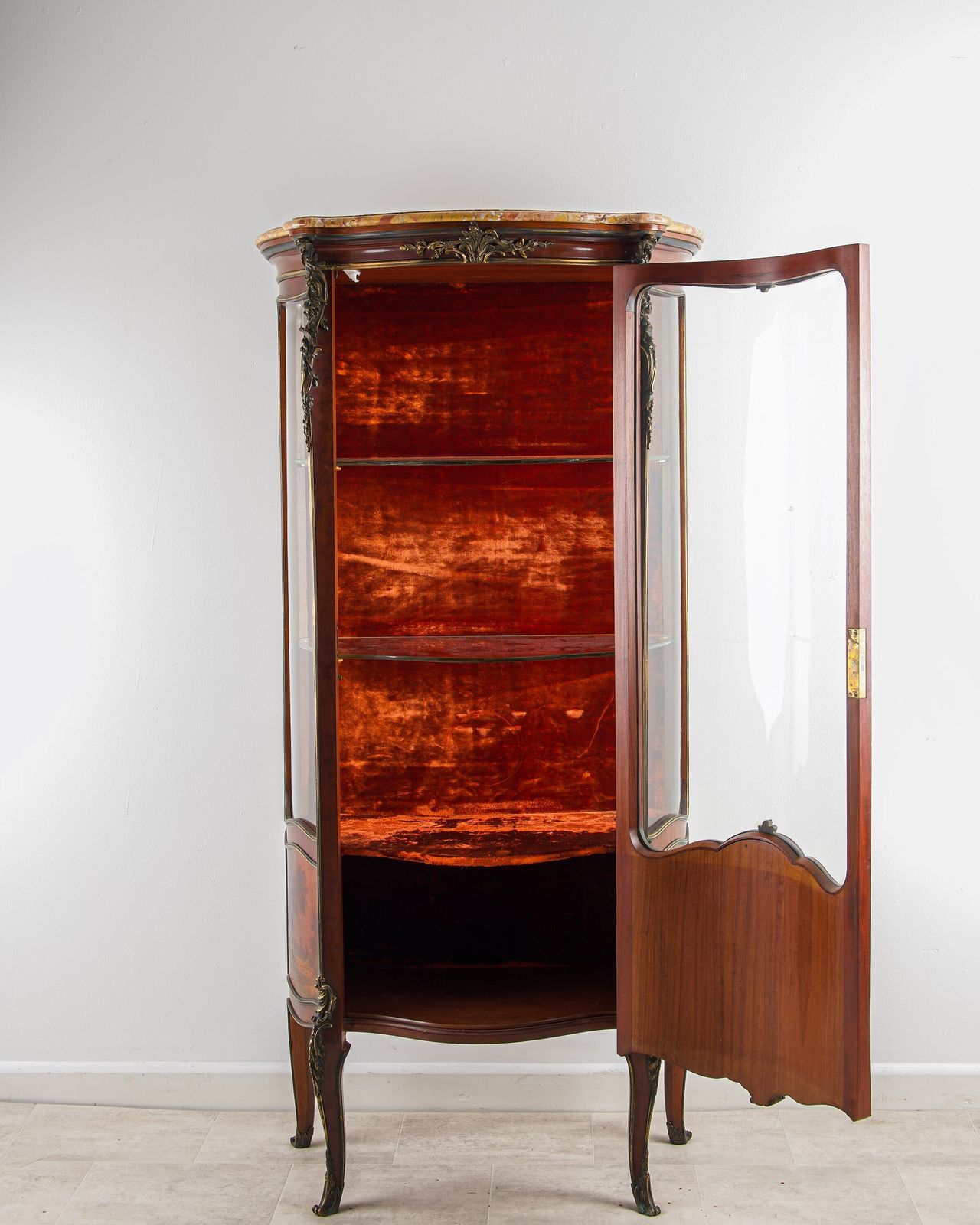 19th Century Vernis Martin Vitrine Cabinet With Marble Top & Ormolu   In The Manner Of François Linke photo furniture