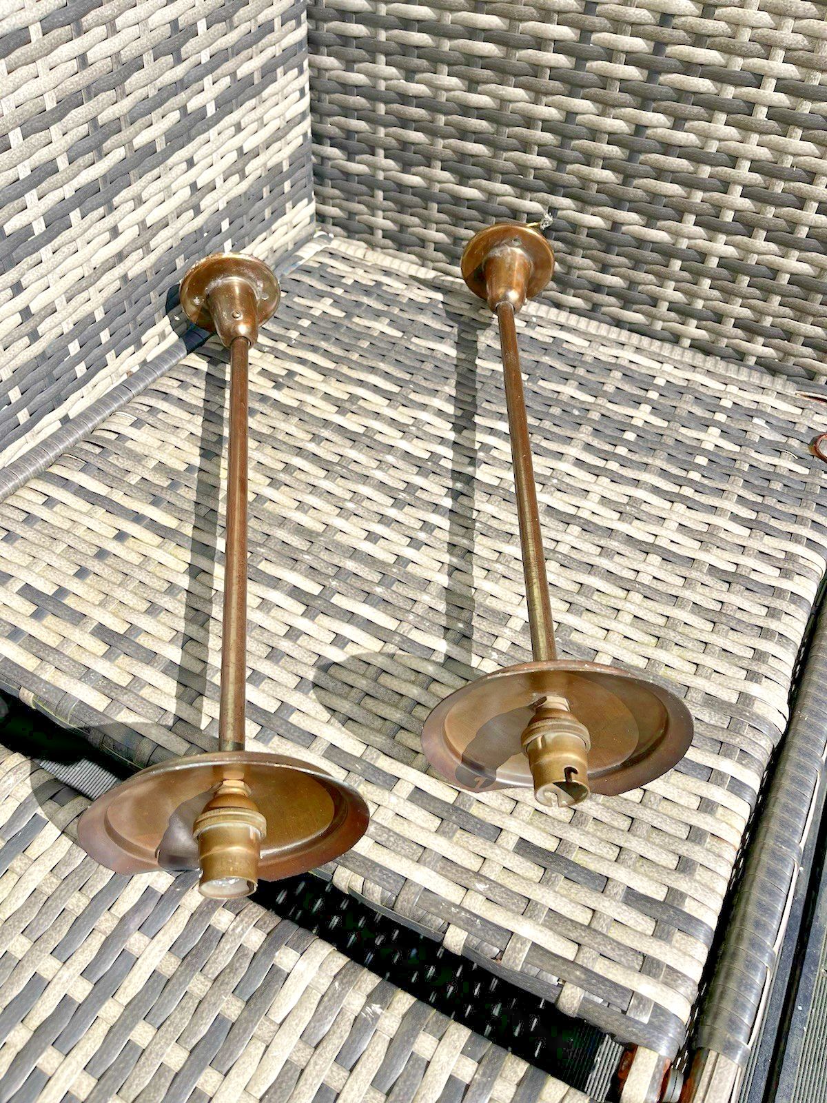 Art Deco Copper Falks Light Fitting Ceiling Pole For Opaline Chapel Church Shade photo vinterior