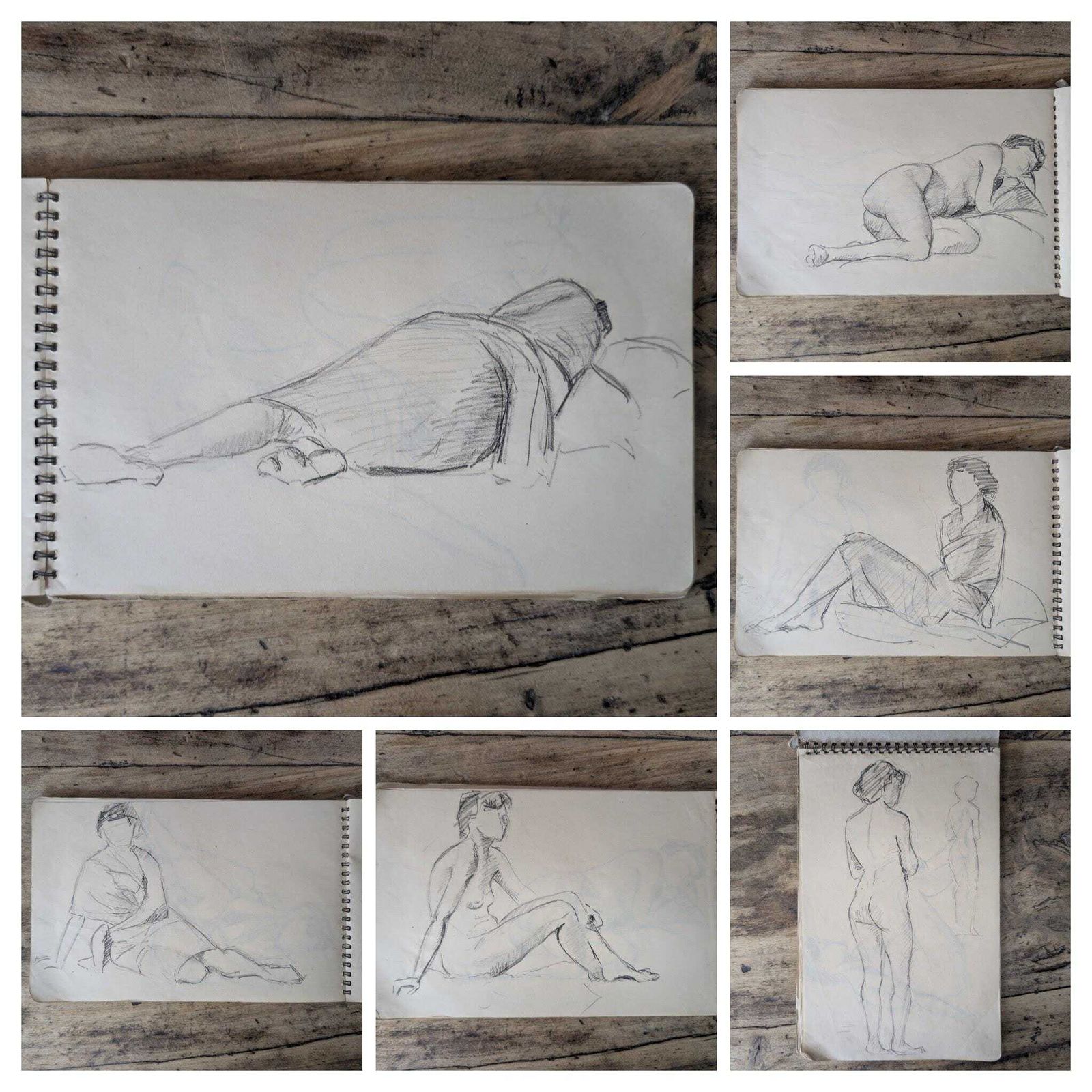 1940s Canson Sketchbook, Original French Life Drawings Figure Studies 47 Pages photo furniture