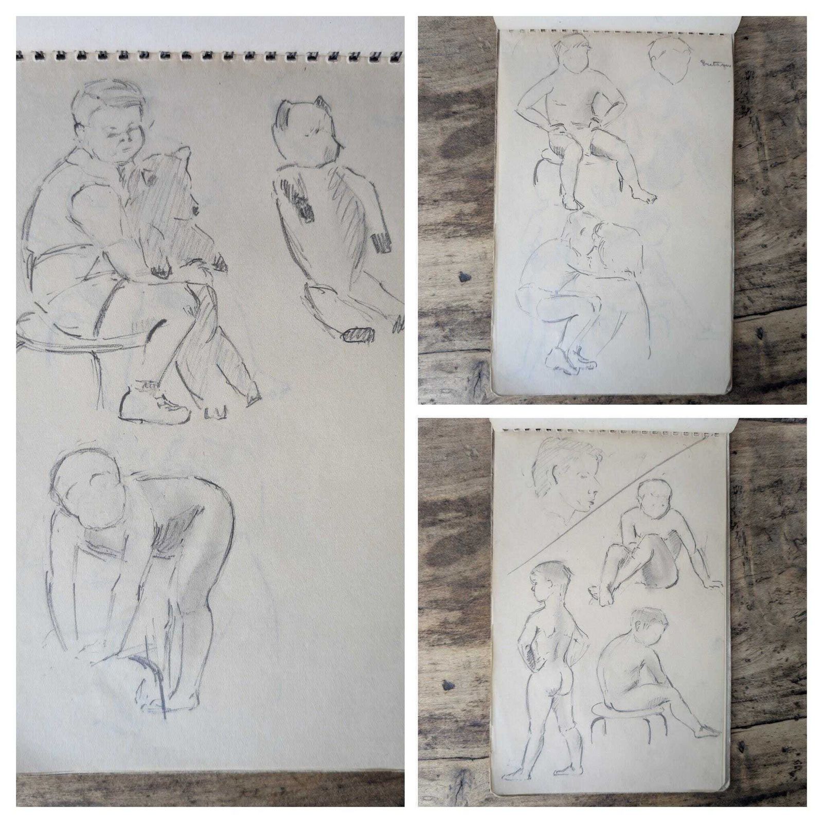 photo furniture 1940s Canson Sketchbook, Original French Life Drawings Figure Studies 47 Pages