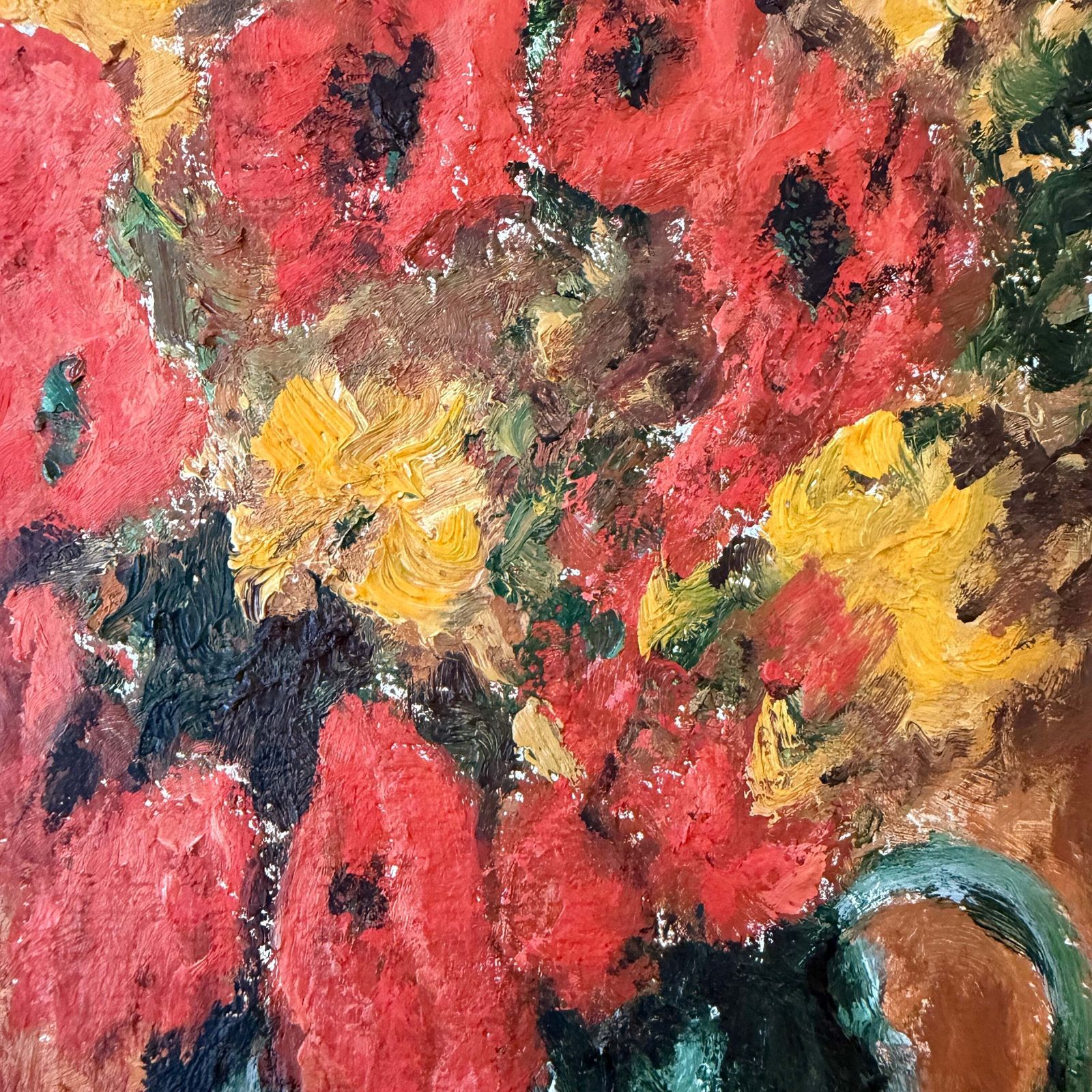 Still Life With Poppies. Vintage Swedish Oil Painting. photo for sale