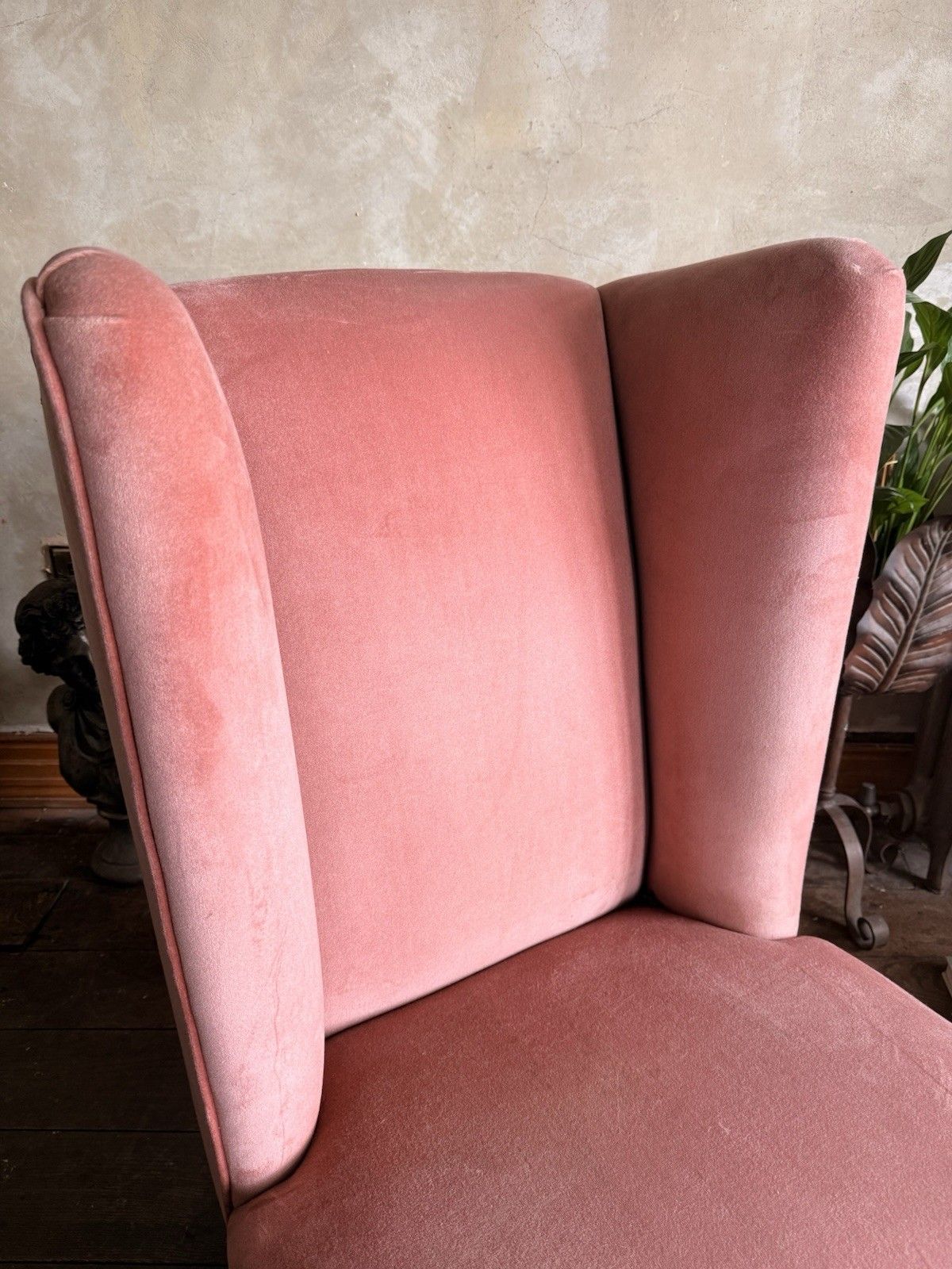 499.0 Rare Antique Mahogany (Horse Hair) Lady's Small Rose Pink High Wingback Chair photo