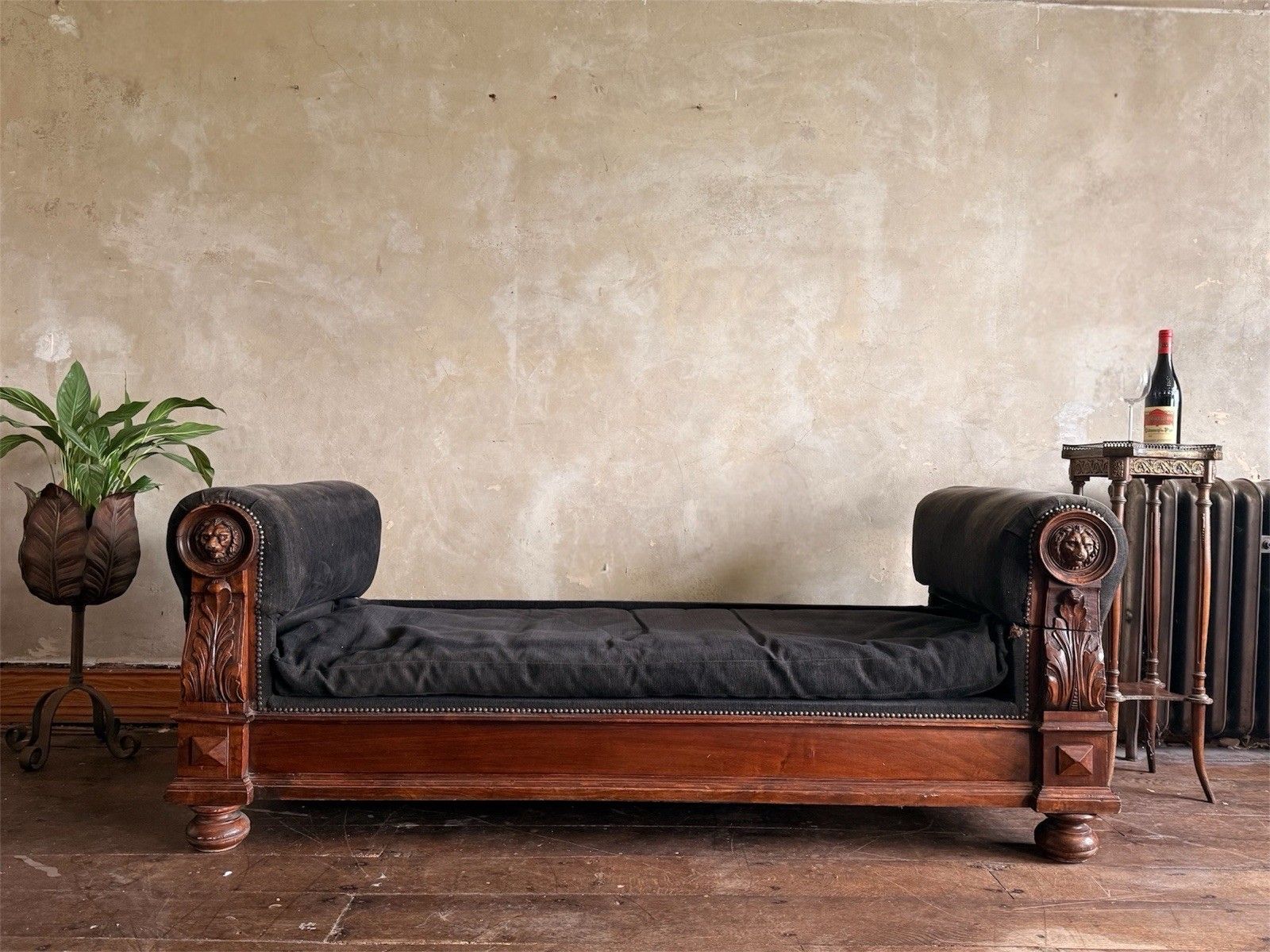 Rare Grey Black Antique Drop End Window Seat Daybed Chaise Longue Sofa 1880 C photo furniture