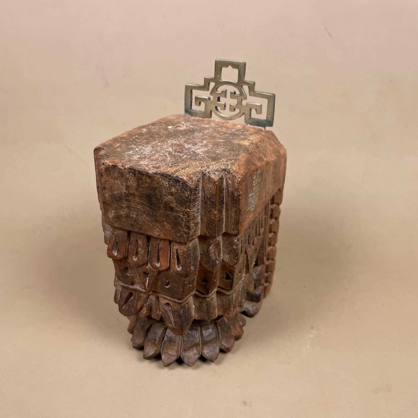 Carved Wood Temple Block Oriental Sculpture Wall Bracket Architectural Asian Chinese Style Handmade Decorative