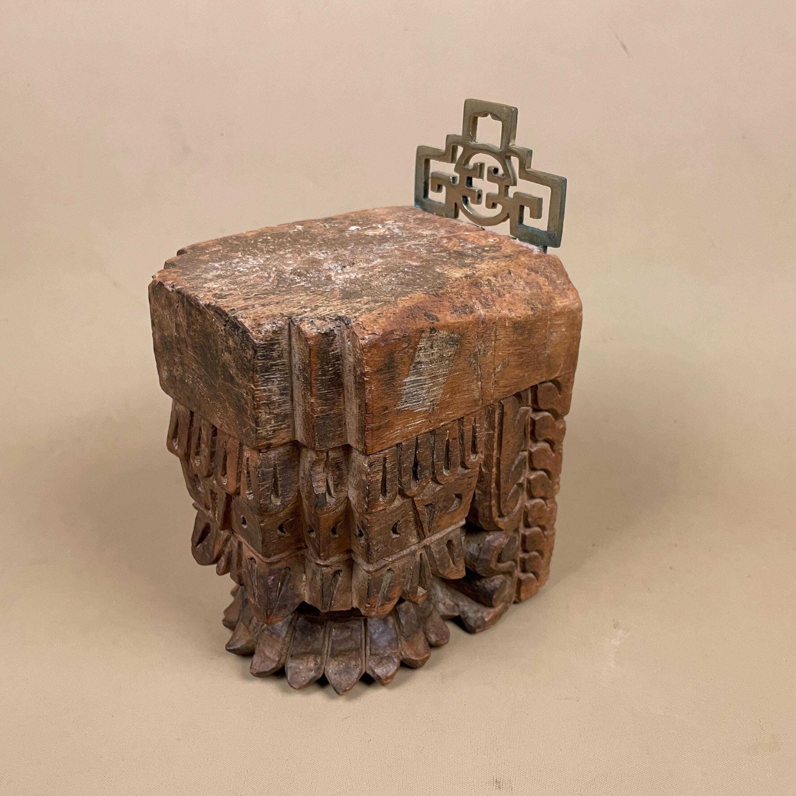 Carved Wood Temple Block Oriental Sculpture Wall Bracket Architectural Asian Chinese Style Handmade Decorative photo furniture