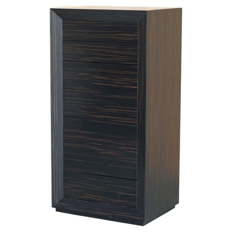 Luxury Designer Kenzo Takada Macassar Ebony Tallboy Chest Of Soft Close Drawers