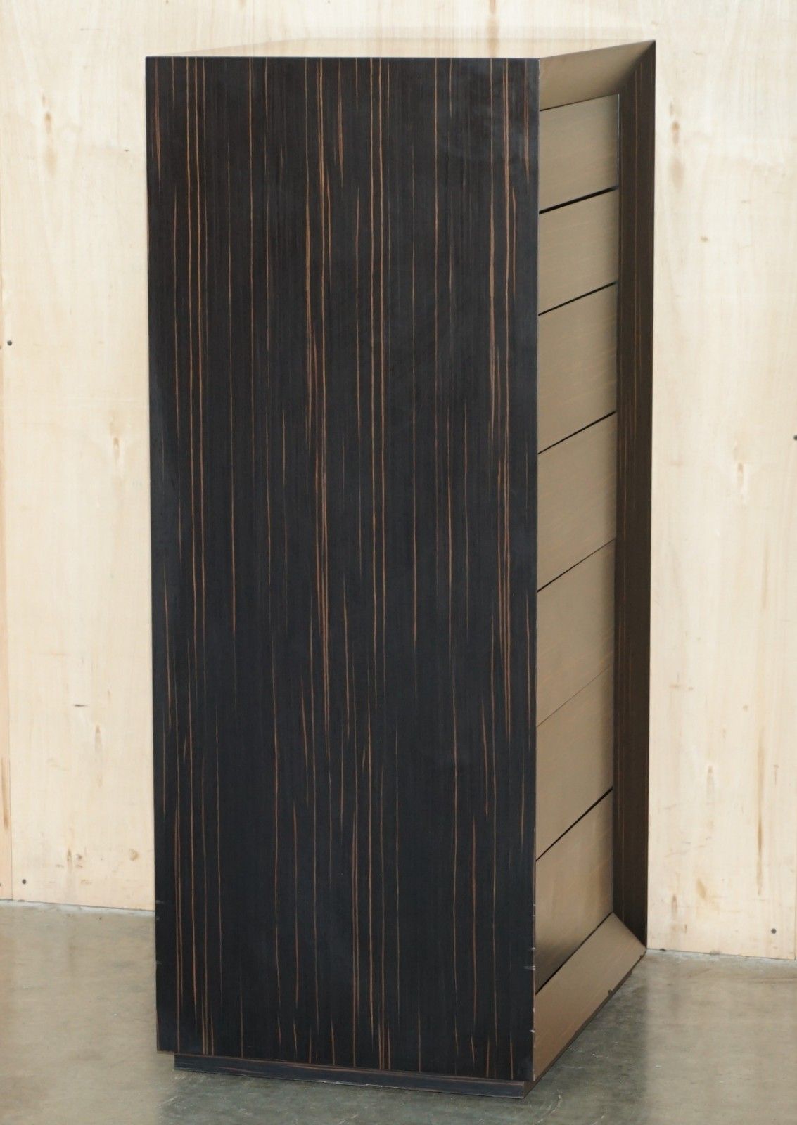 Luxury Designer Kenzo Takada Macassar Ebony Tallboy Chest Of Soft Close Drawers photo vintage
