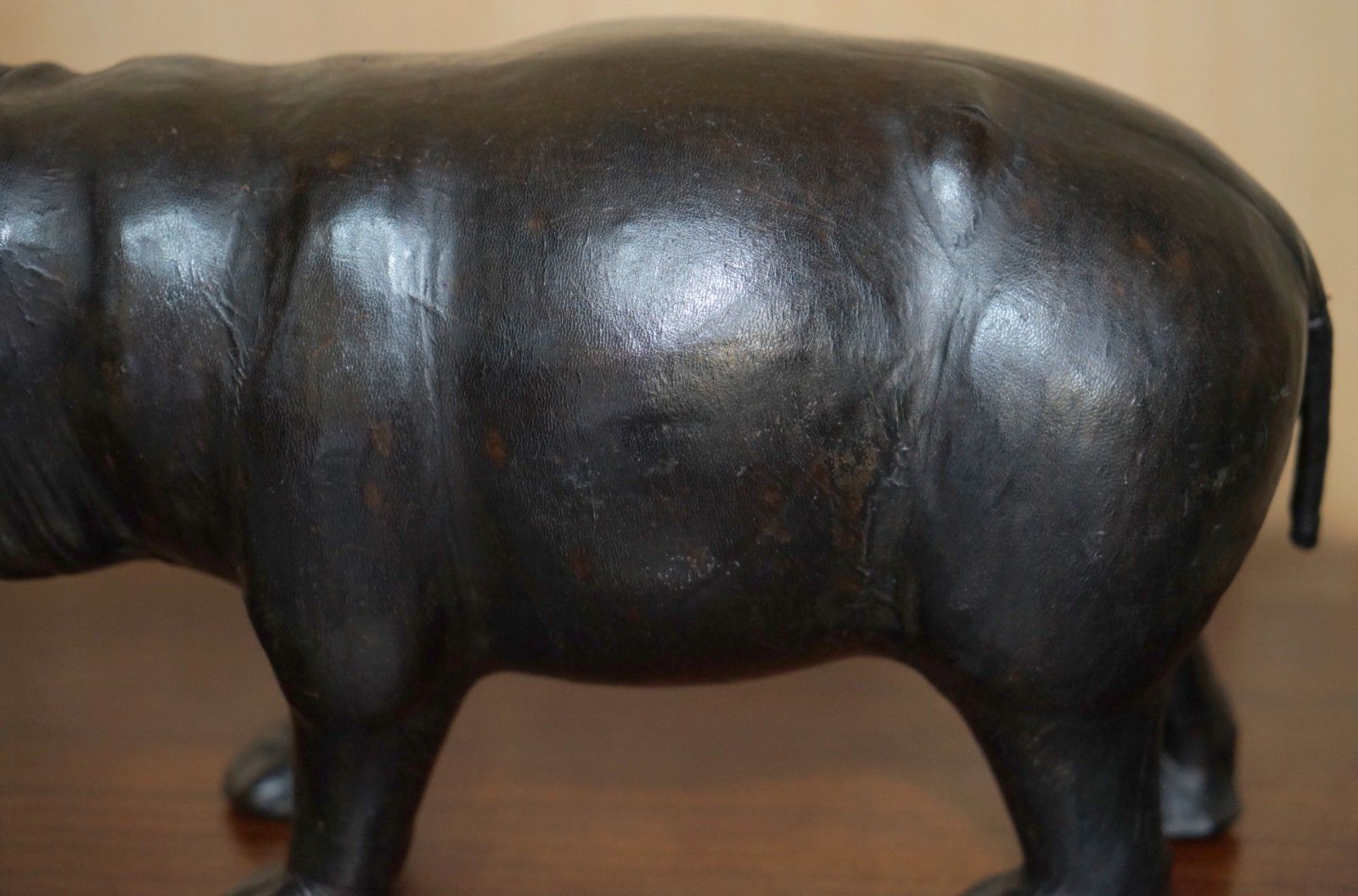 Lovely Liberty's London Omersa Brown Leather Hippopotamus Footstool Hippo photo vinterior