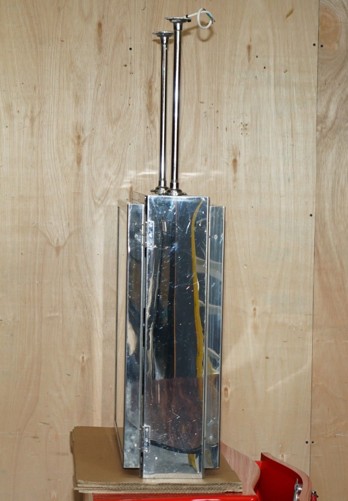 photo furniture Huge 1920's Art Deco Chromium Plated Smiths Double Sided Ceiling Mounted Clock