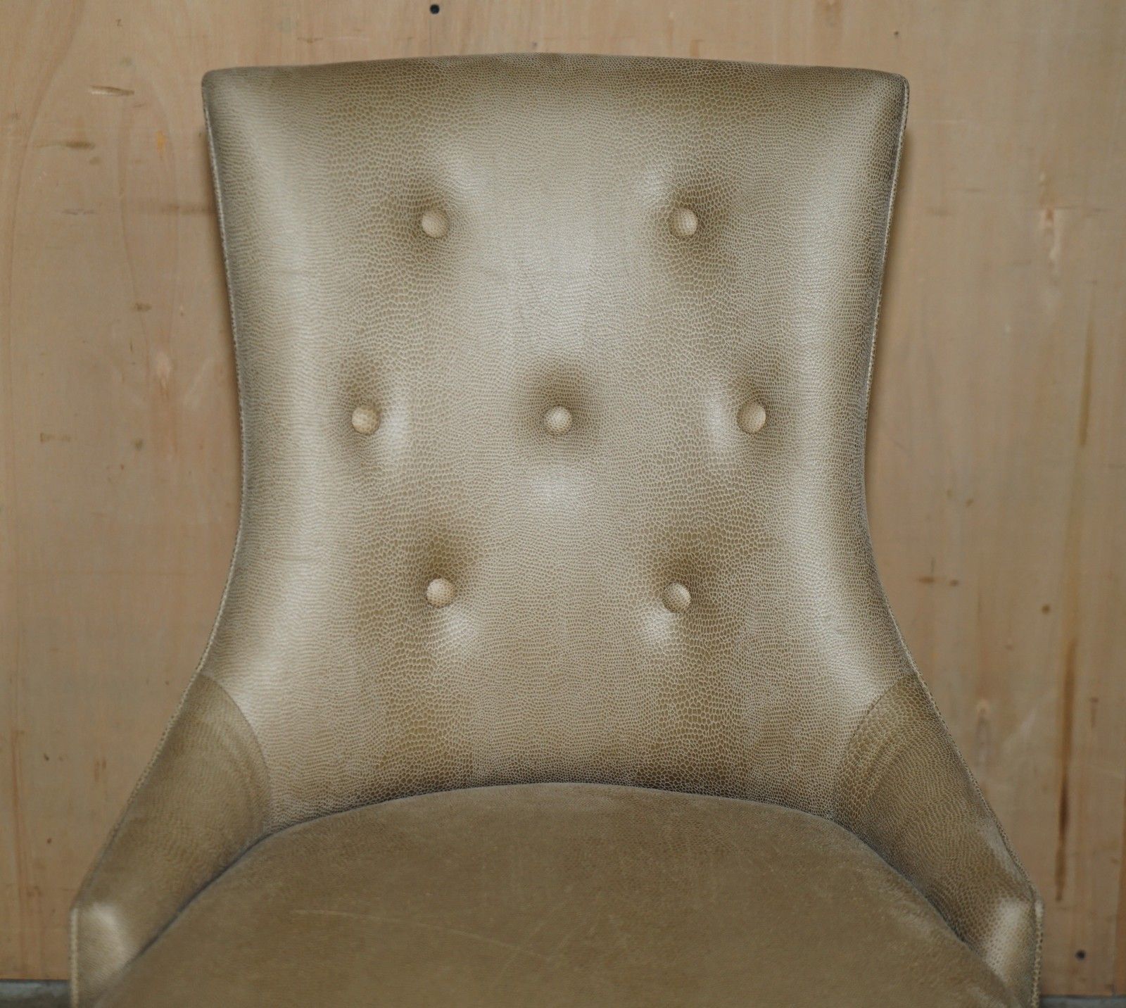 Eight Tim Gosling Designer Faux Shagreen Upholstered Suede Feel Dining Chairs photo Furniture