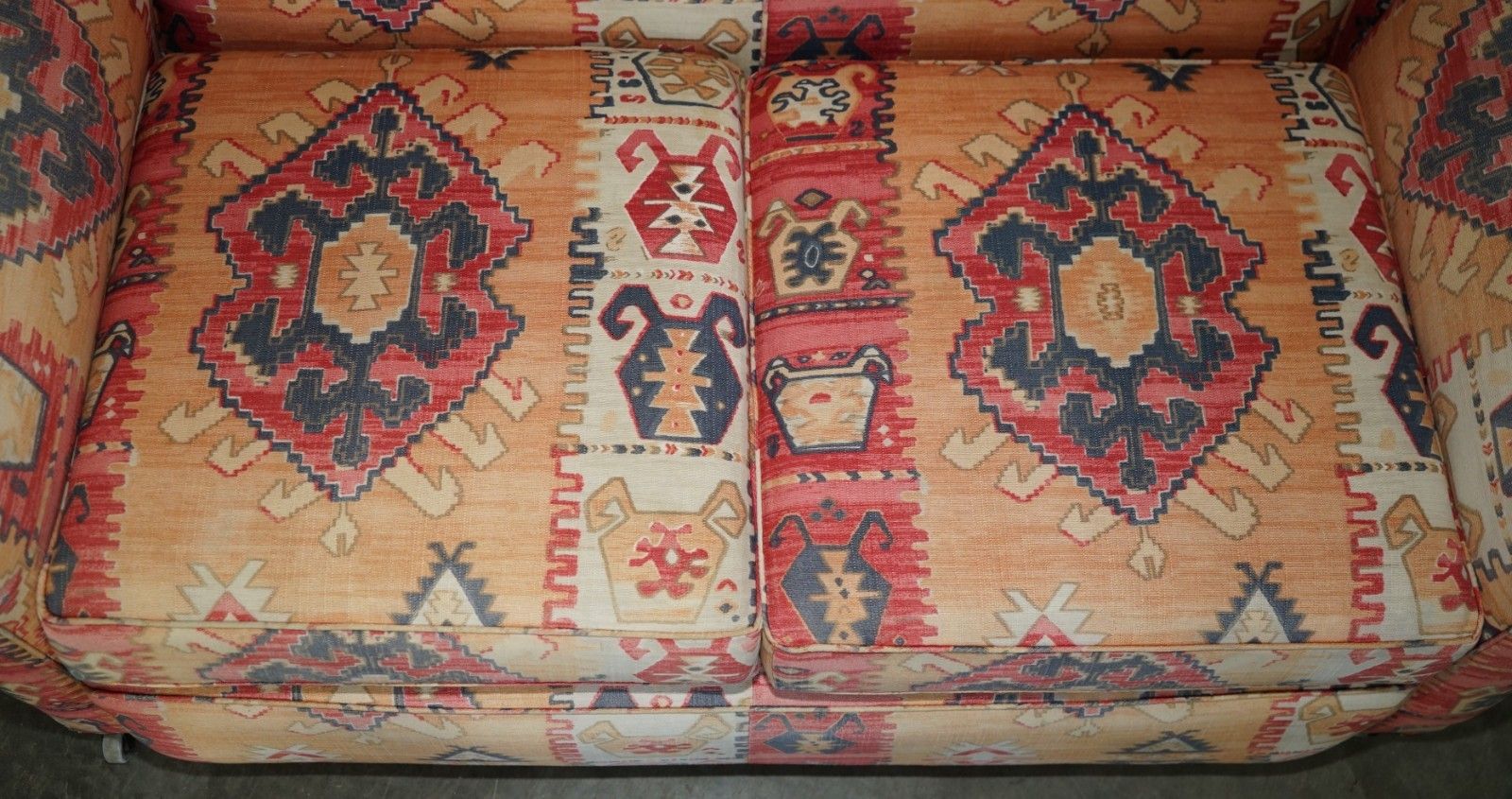 Exquisite Original Edwardian Kilim Upholstered Sofa Chaise Lounge With Drop Arm photo buy