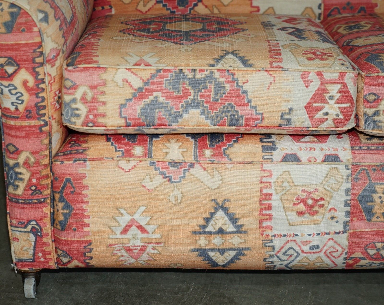 Furniture Exquisite Original Edwardian Kilim Upholstered Sofa Chaise Lounge With Drop Arm photo