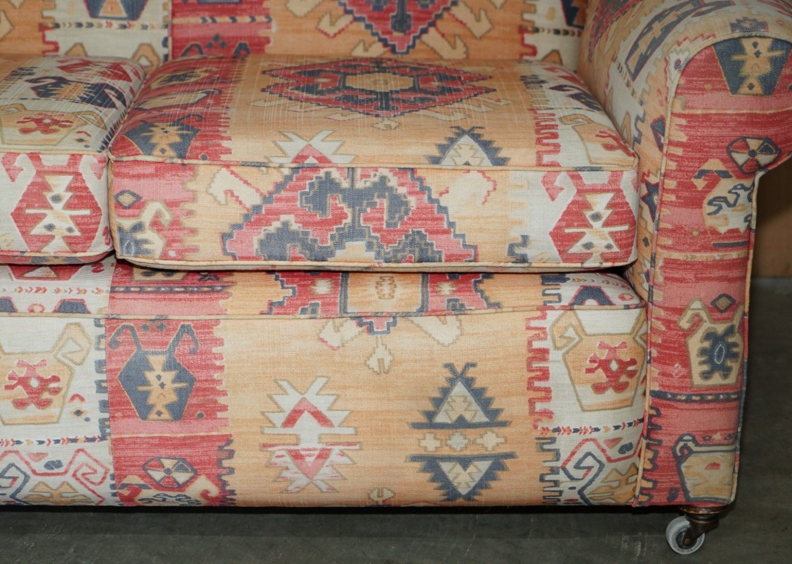 4950.0 Exquisite Original Edwardian Kilim Upholstered Sofa Chaise Lounge With Drop Arm photo