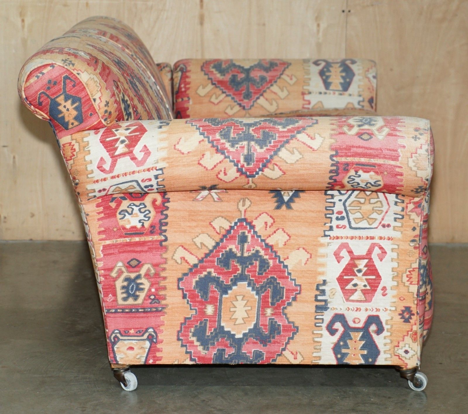 photo buy Exquisite Original Edwardian Kilim Upholstered Sofa Chaise Lounge With Drop Arm