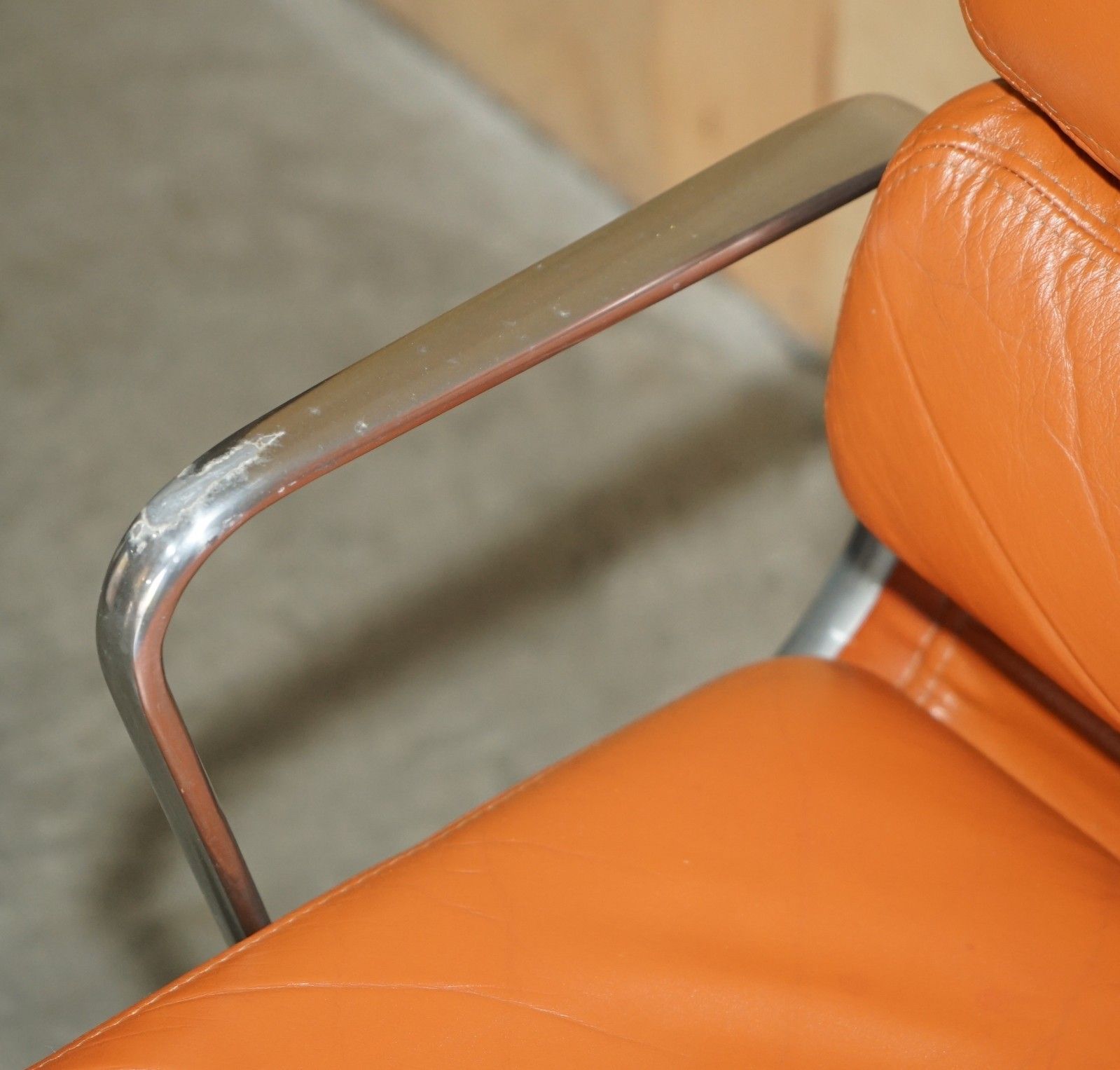 photo furniture 1 Of 4 Herman Miller 1977 Stamped Chanel Soft Pad Cognac Leather Captains Chair