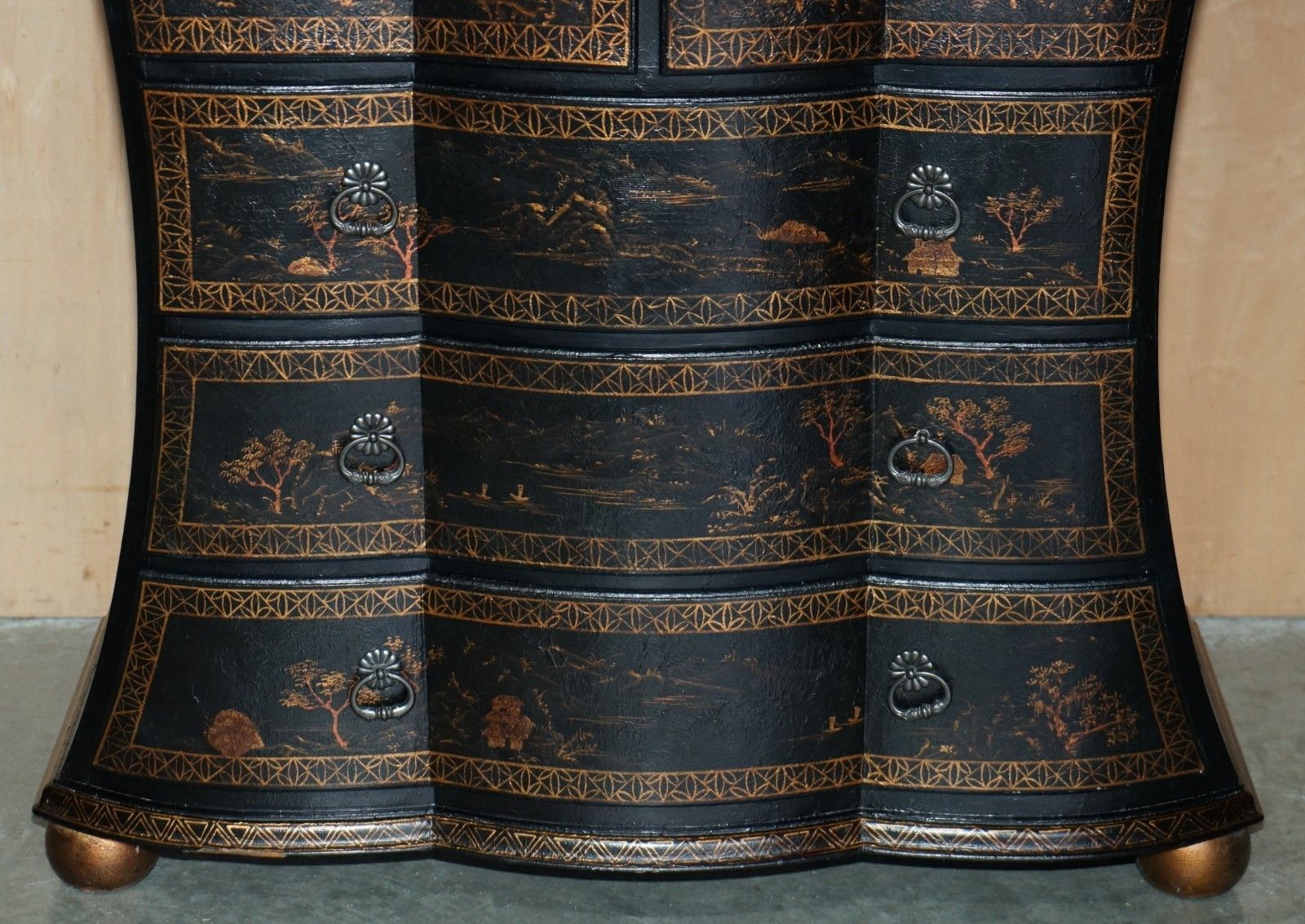 Sublime Antique Style Chinese Chinoiserie Painted & Lacquered Chest Of Drawers photo 2350.0
