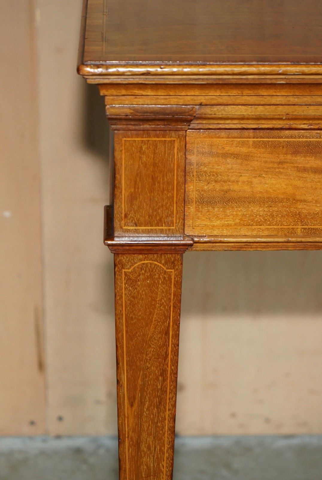 Fully Restored Howard & Son's Flamed Mahogany Marble Inset Console Table Desk photo buy