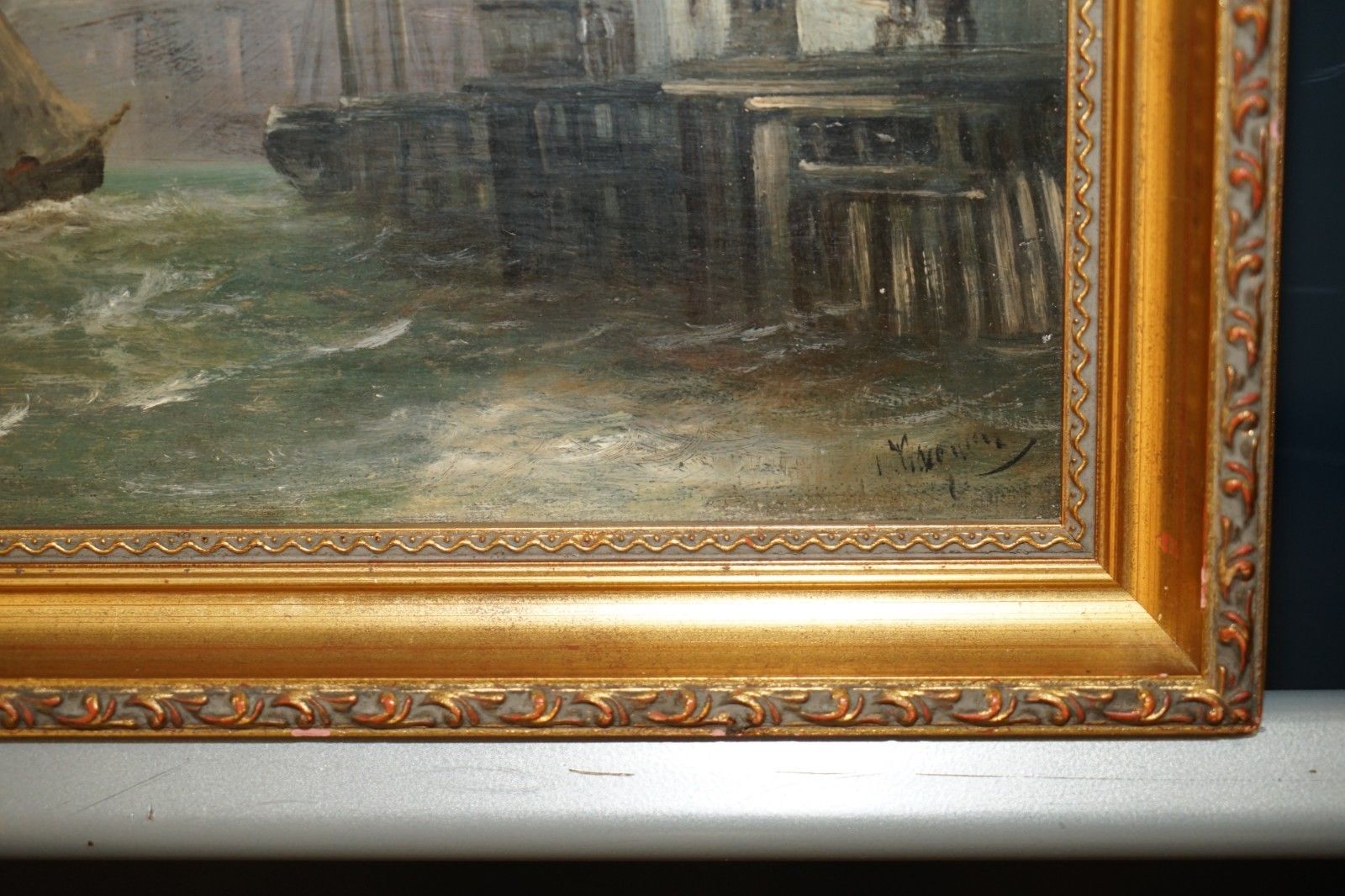 After William Anslow Thornley 1858 98 Nautical Oil Painting Titled Off The Wharf photo buy