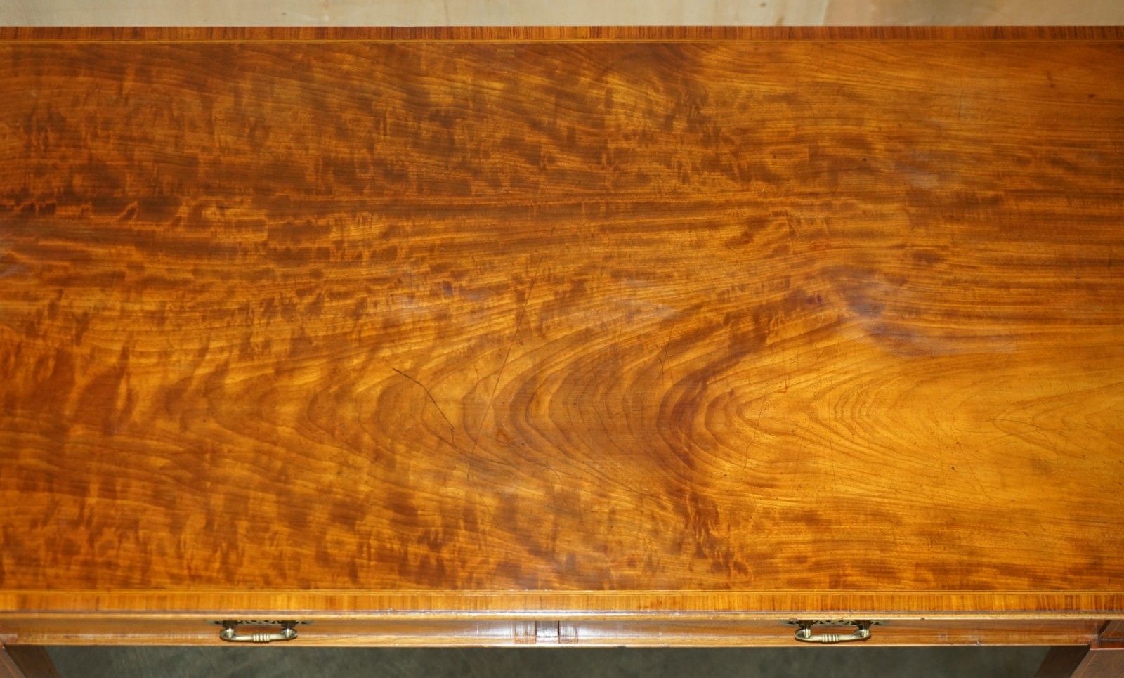 photo buy Fully Restored Howard & Son's Flamed Mahogany Marble Inset Console Table Desk