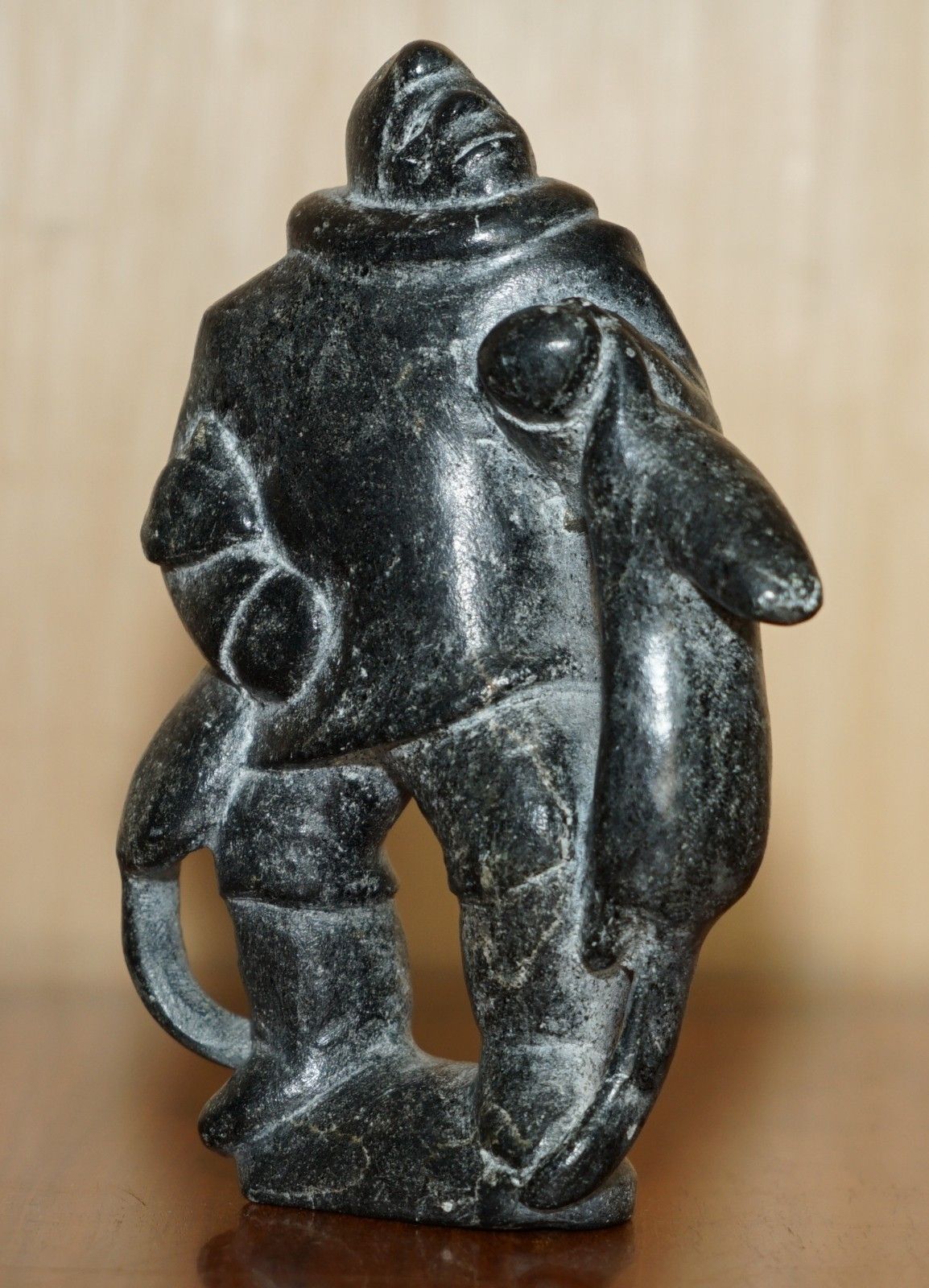 Fine Joanassie Smith Signed Serial Numbered Inuit Eskimo Hunter Soapstone Statue photo for sale