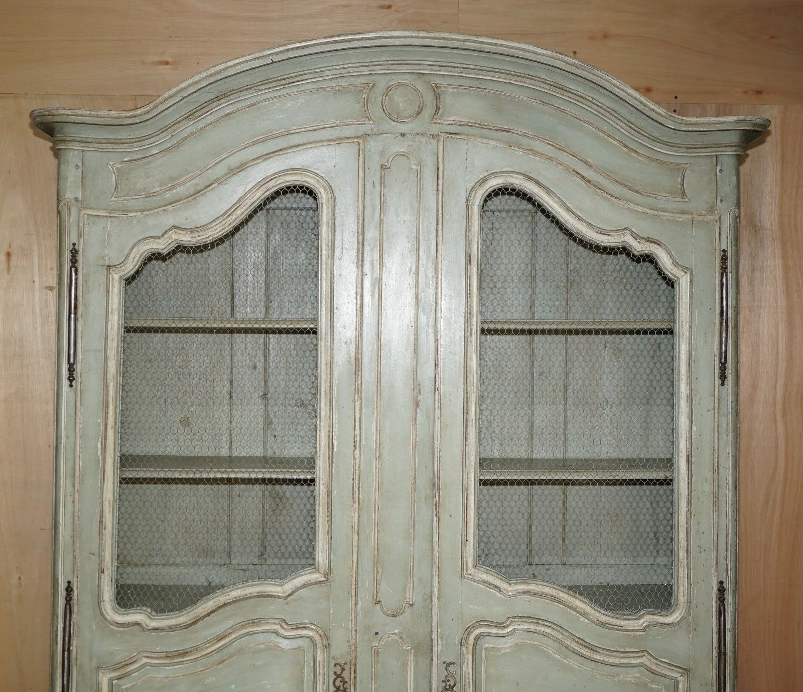 Large Antique 1820 Louis XV Painted Armoire Bibliotheque Housekeepers Cupboard photo for sale