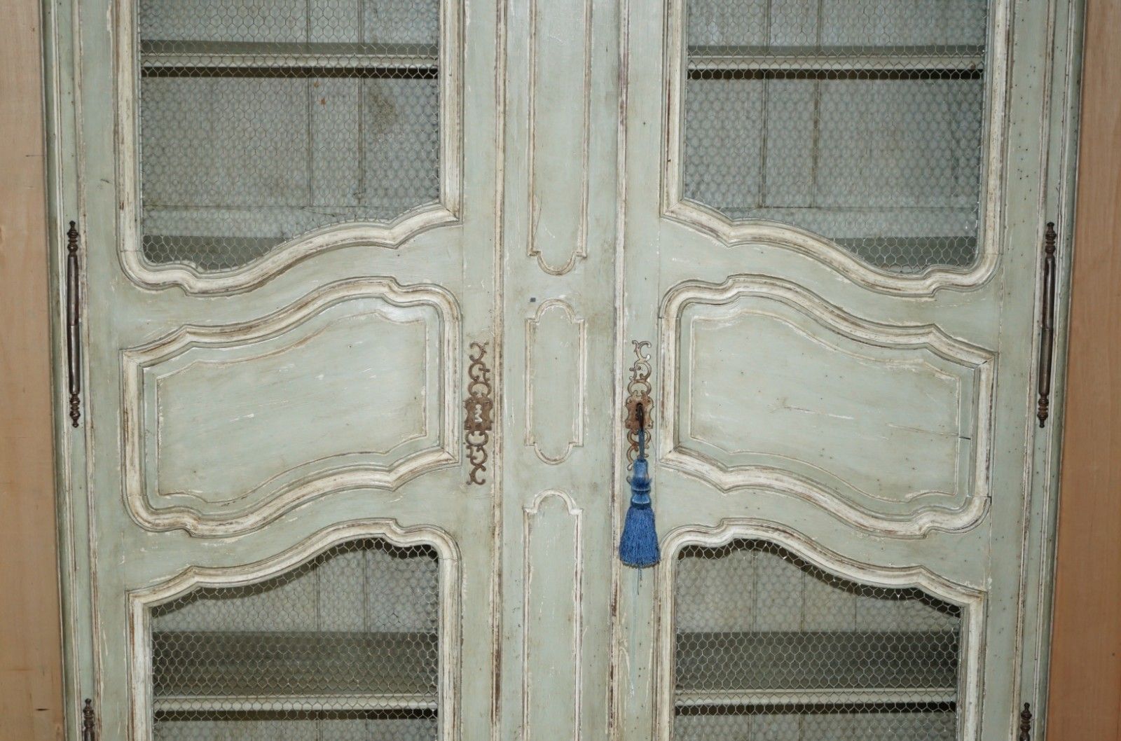Large Antique 1820 Louis XV Painted Armoire Bibliotheque Housekeepers Cupboard photo Furniture