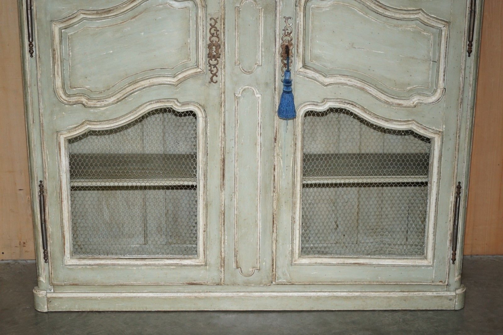Large Antique 1820 Louis XV Painted Armoire Bibliotheque Housekeepers Cupboard photo 5950.0