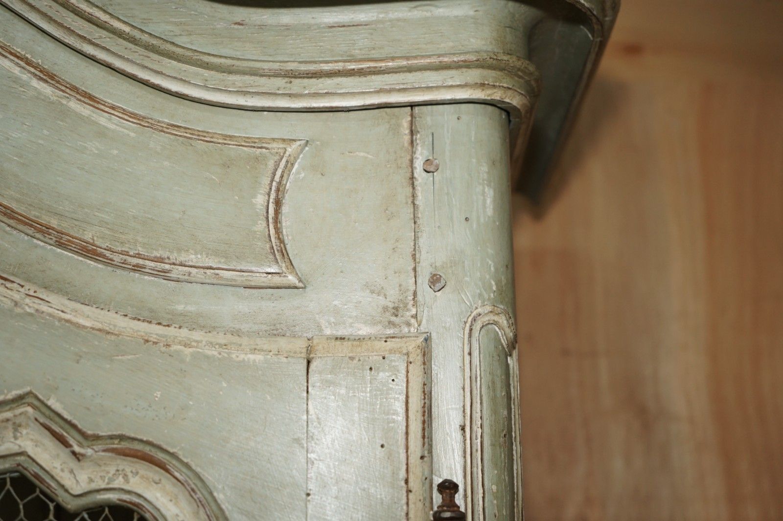photo for sale Large Antique 1820 Louis XV Painted Armoire Bibliotheque Housekeepers Cupboard