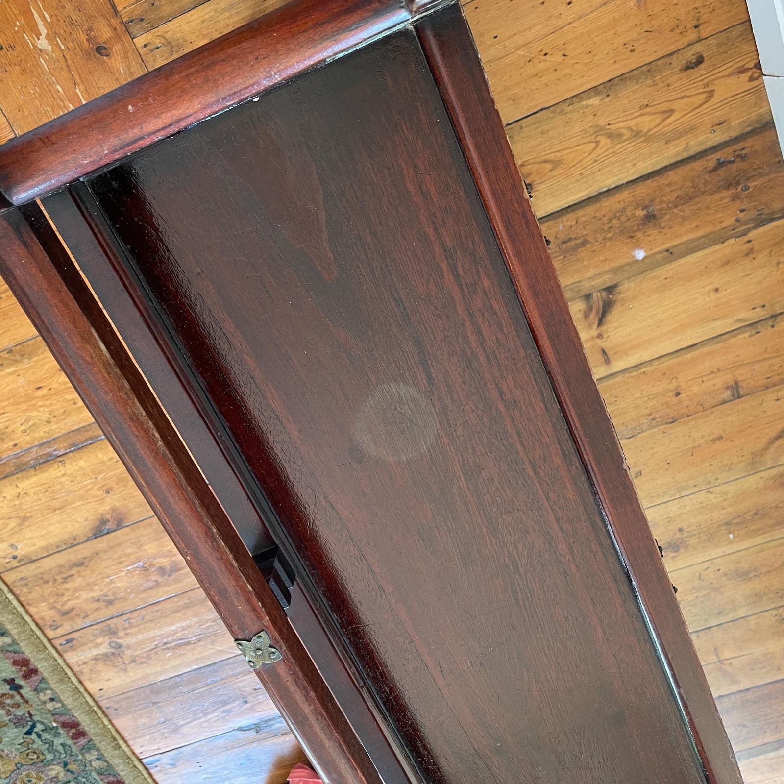 395.0 Chinese Console Table Wooden Brass 3 Drawer Oriental Hall Accent Stand Entryway Hallway Table photo