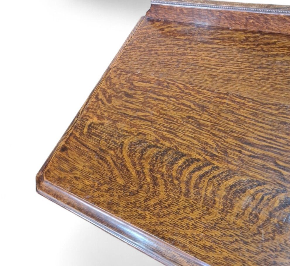photo for sale Vintage Oak Tall Chest Of Drawers 4 Drawer Tallboy Carved Detail