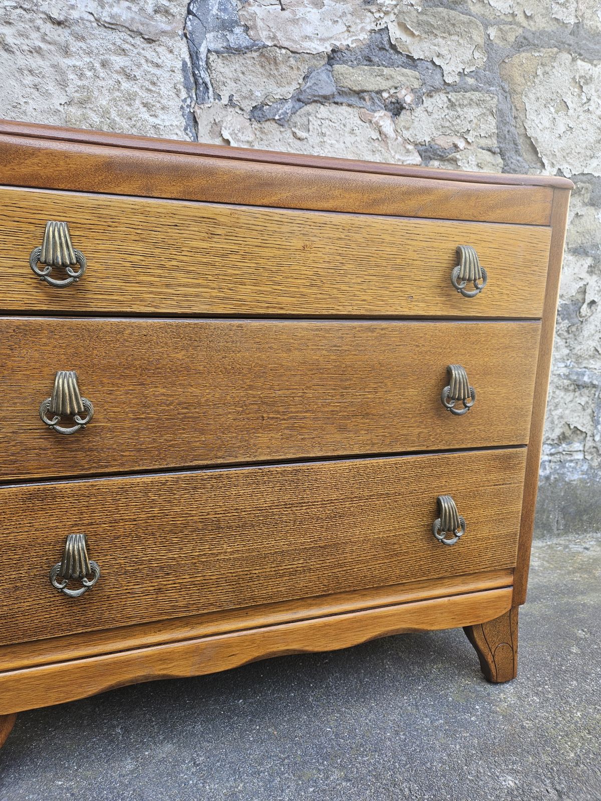 Vintage Lebus Chest Of Drawers Three Drawer Oak Cabinet Tallboy Super Proportions And Detailing photo Furniture