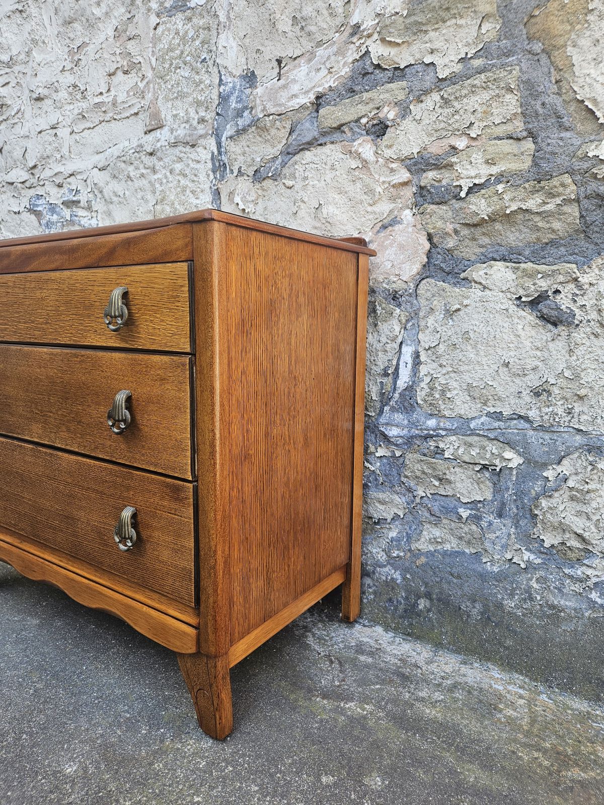 Vintage Lebus Chest Of Drawers Three Drawer Oak Cabinet Tallboy Super Proportions And Detailing photo vinterior