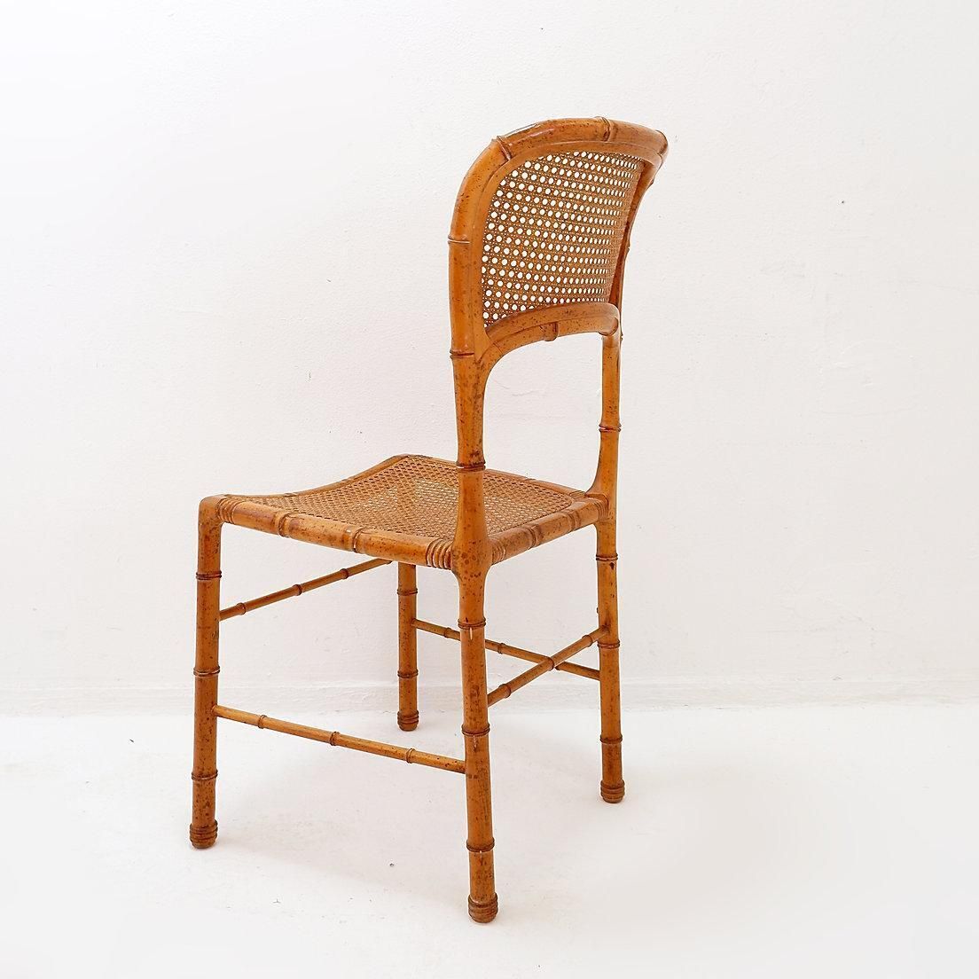 Vintage Organic Style Side Chair In Faux Bamboo And Caning   1960s photo Furniture