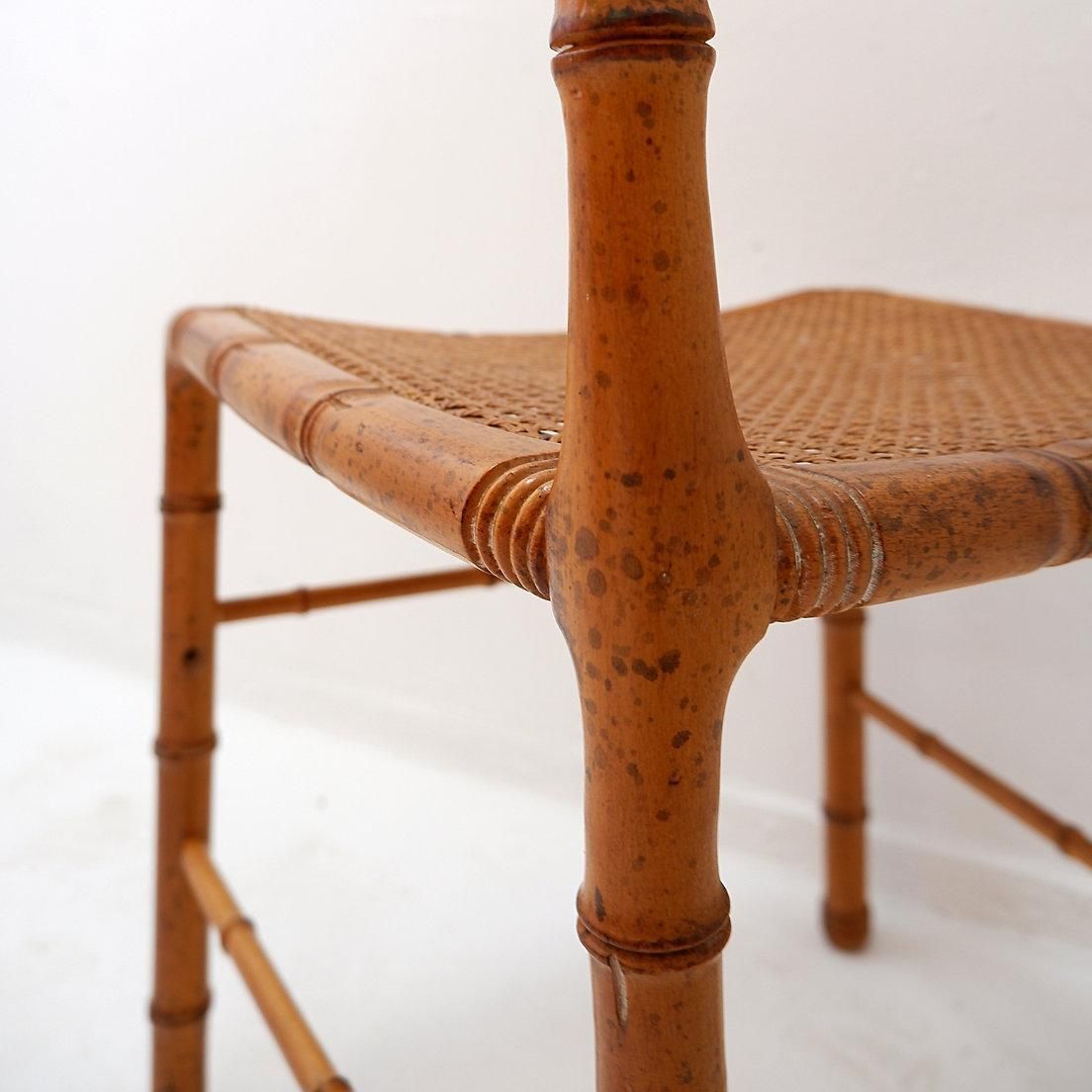 409.0 Vintage Organic Style Side Chair In Faux Bamboo And Caning   1960s photo