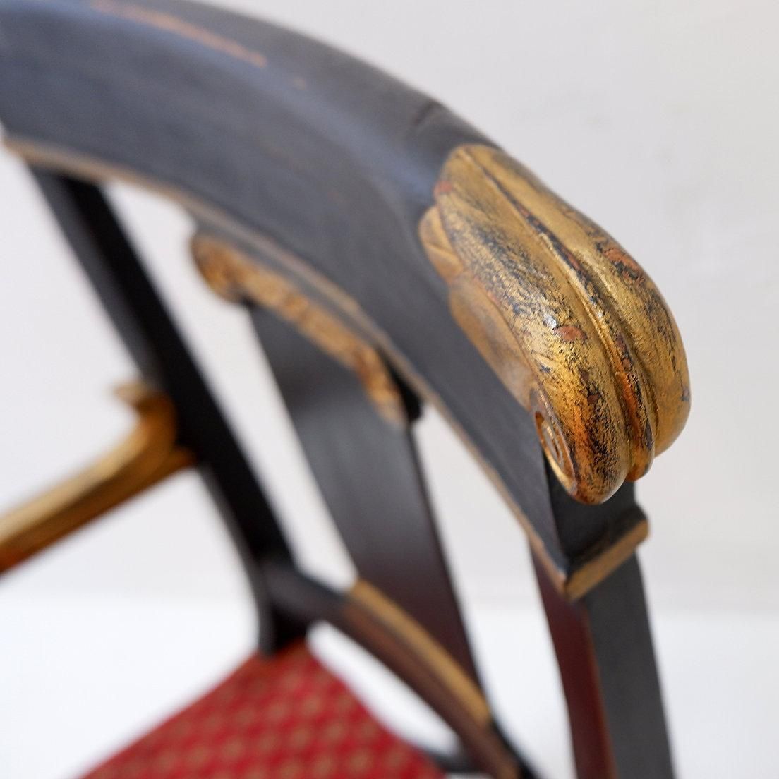 Empire Style Black And Gold Armchair   19th Century photo Furniture