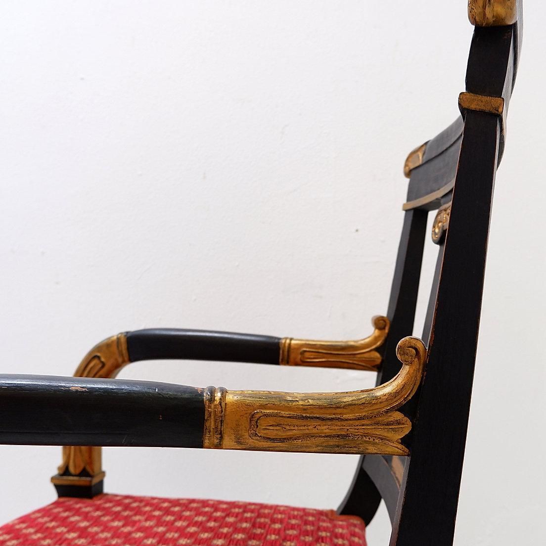photo vinterior Empire Style Black And Gold Armchair   19th Century
