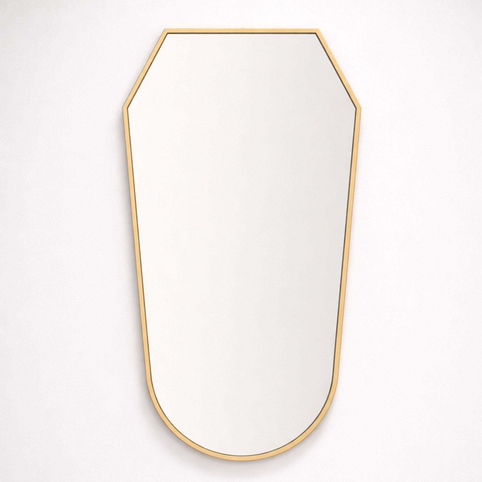 Mid Century Modern Italian Brass Shield Mirror Gio Ponti Style, Italy 1950s photo furniture