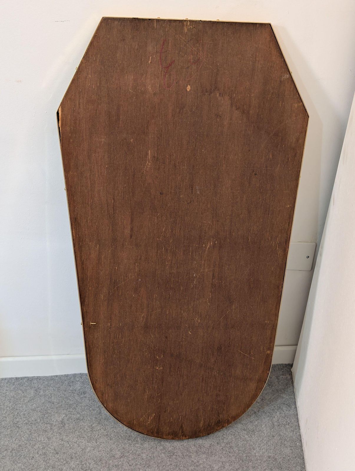 Mid Century Modern Italian Brass Shield Mirror Gio Ponti Style, Italy 1950s photo vintage