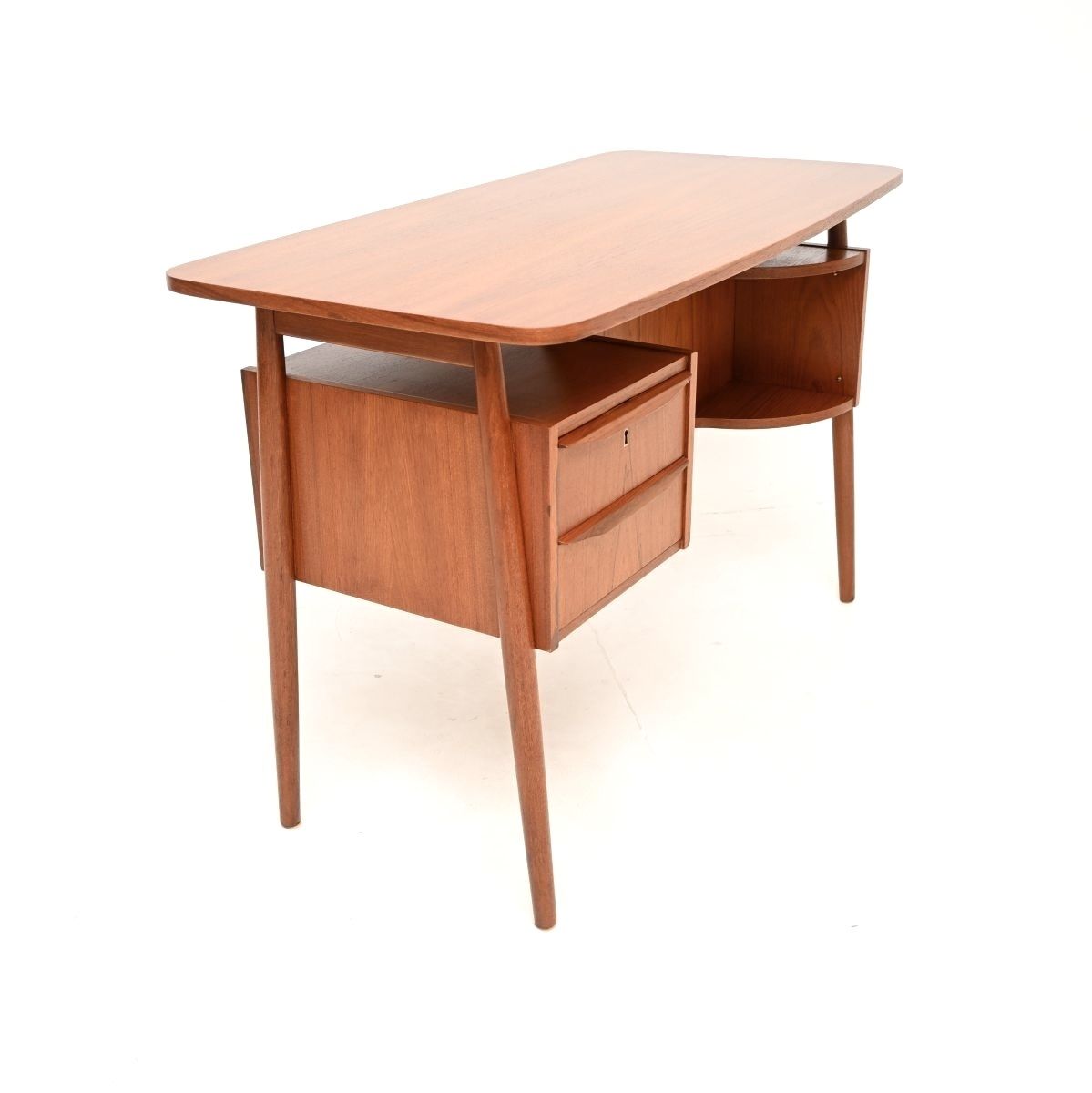 Danish Vintage Teak Desk By Gunnar Nielsen For Tibergaard photo vinterior