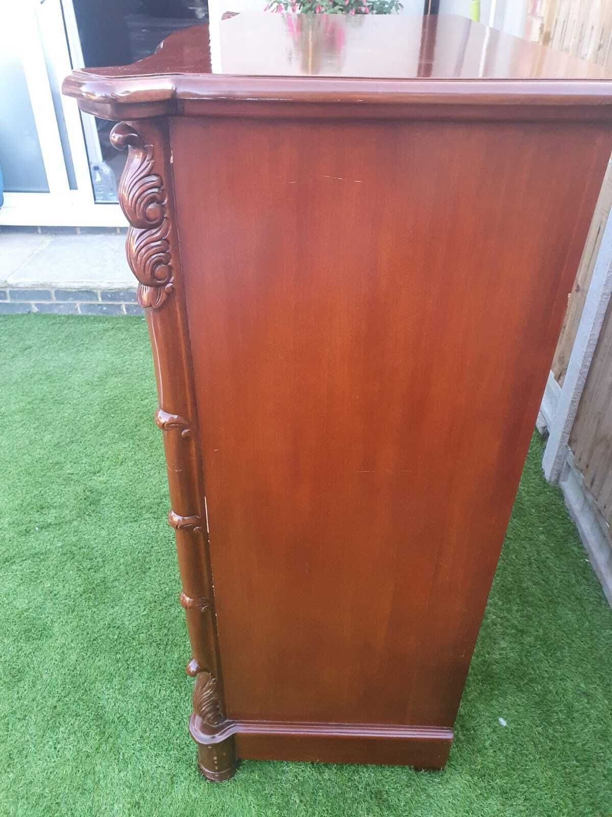 Chippendale Solid Mahogany 5 Chest Of Drawers photo Furniture