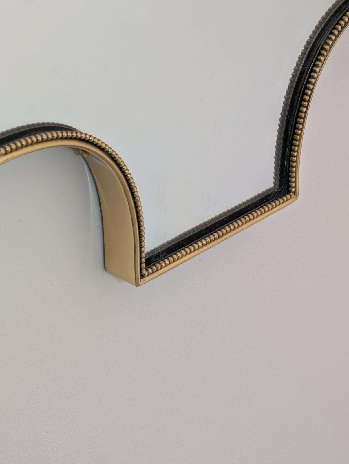 Italian Mid Century Modern Brass Shield Mirror In Gothic Style, 1960s photo buy