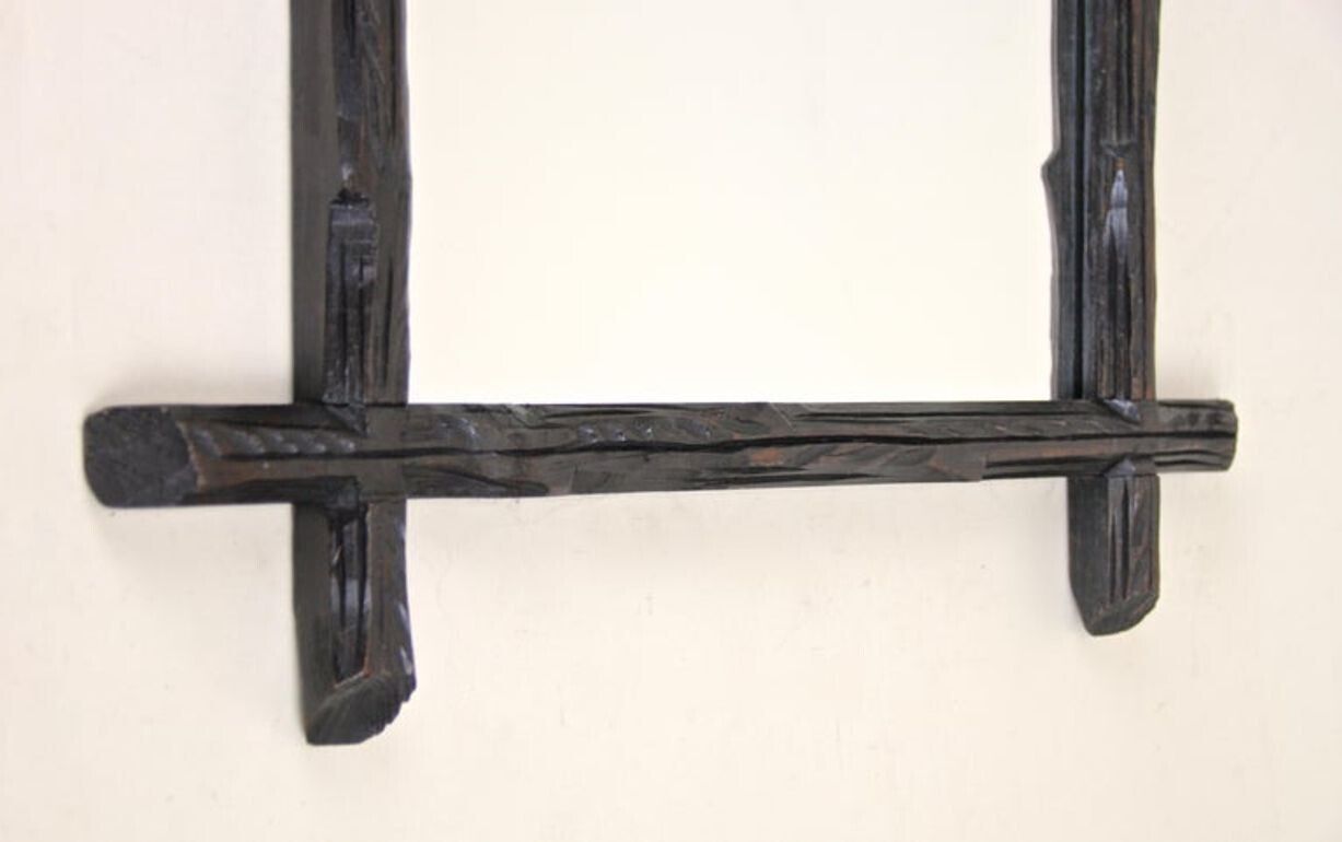 19th Century Rustic Black Forest Wall Mirror   Hand Carved, Austria, Circa 1880 photo buy