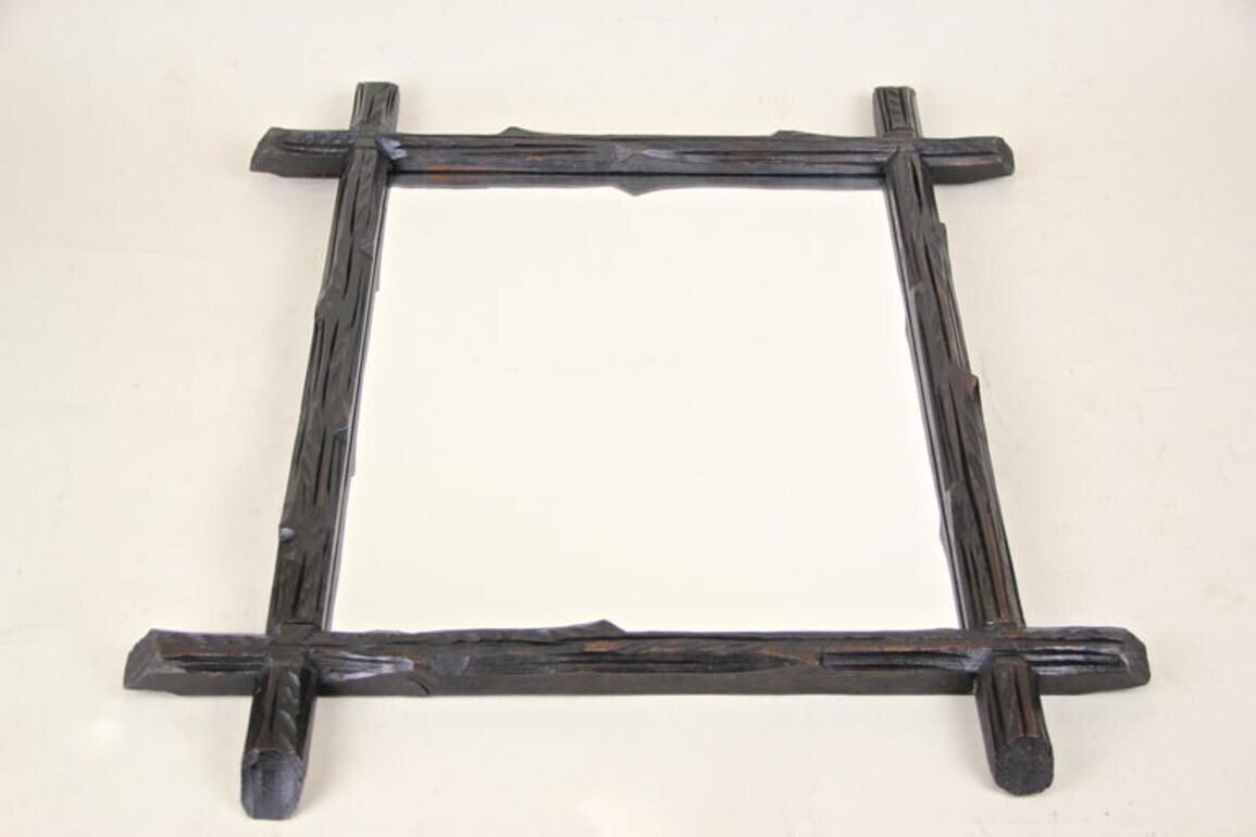 photo furniture 19th Century Rustic Black Forest Wall Mirror   Hand Carved, Austria, Circa 1880
