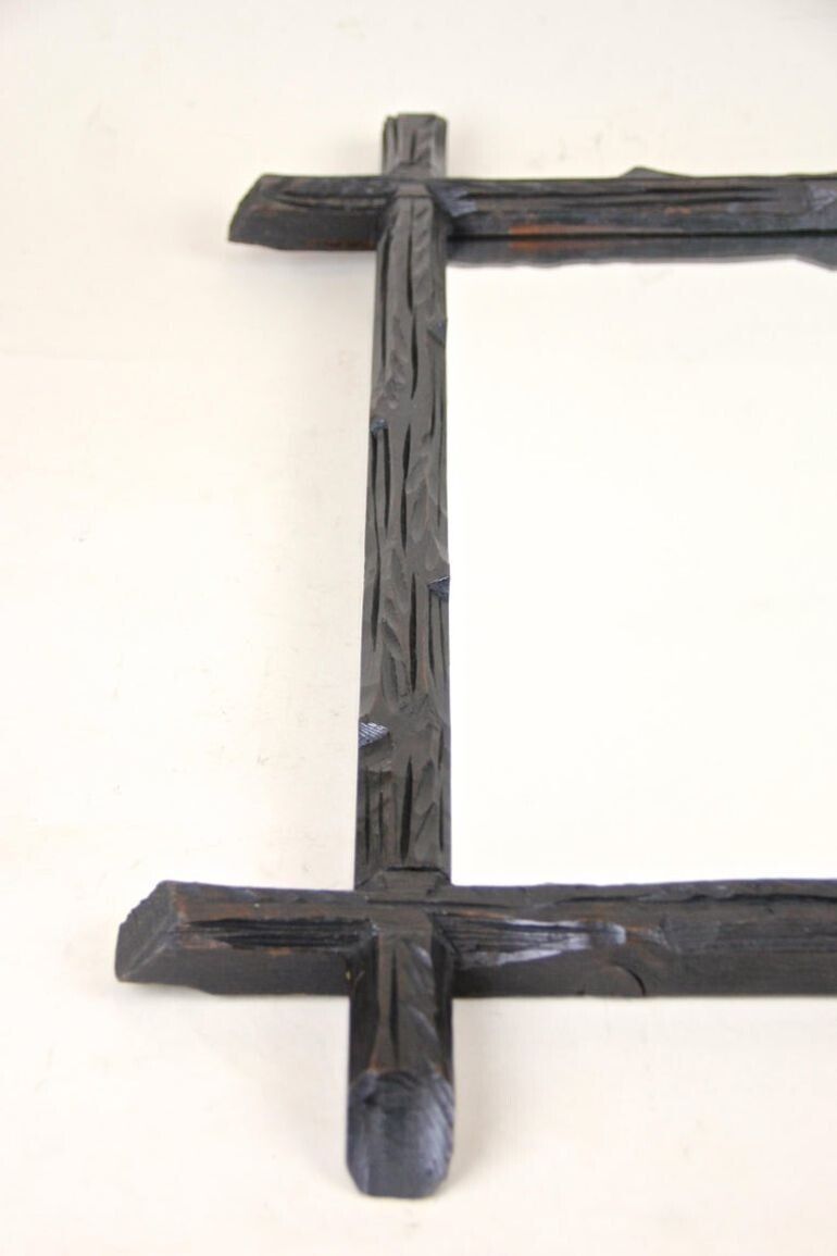 Home Decor 19th Century Rustic Black Forest Wall Mirror   Hand Carved, Austria, Circa 1880 photo
