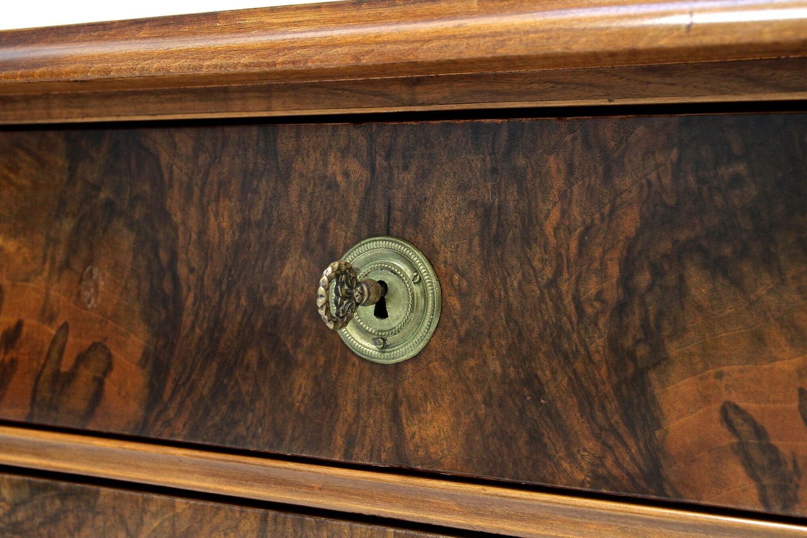 19th Century Biedermeier Chest Of Drawers With Carvings, Nutwood   At Ca. 1860 photo buy